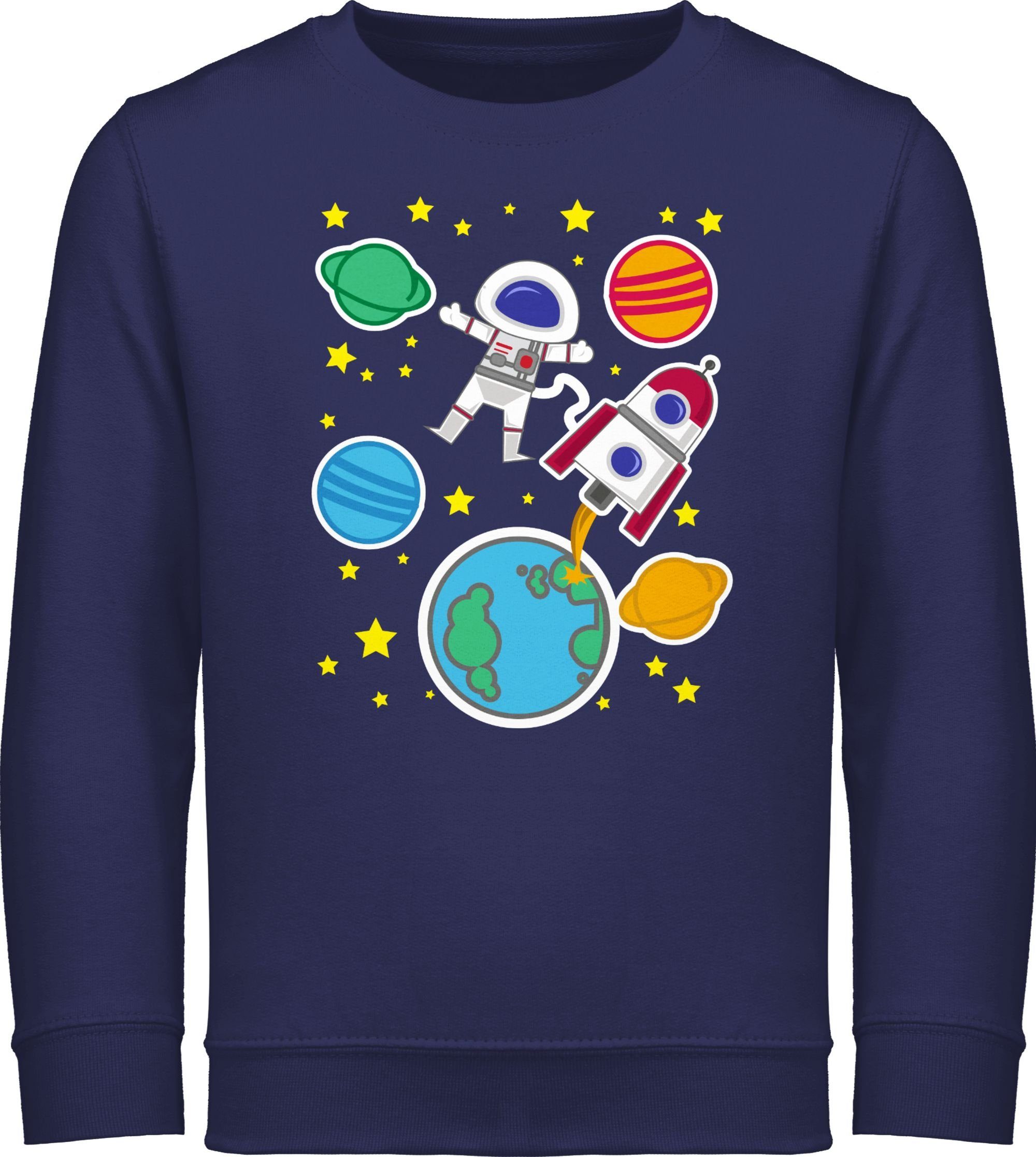 Shirtracer Sweatshirt Weltall mit Astronaut Kindermotive 2 Navy Blau