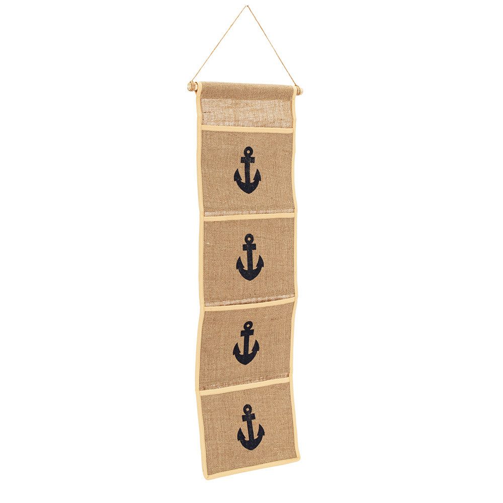 NKlaus Dekofigur Stilvoller Wandbehang aus Jute mit 4 Taschen, 26x90cm, Stauraum und De