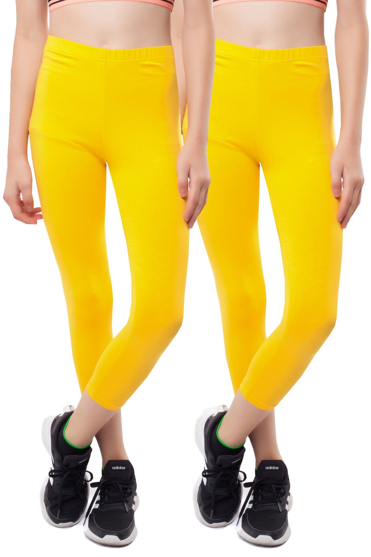 Bongual Leggings Kinder Gamaschen (2er-Pack) Unifarben gelb