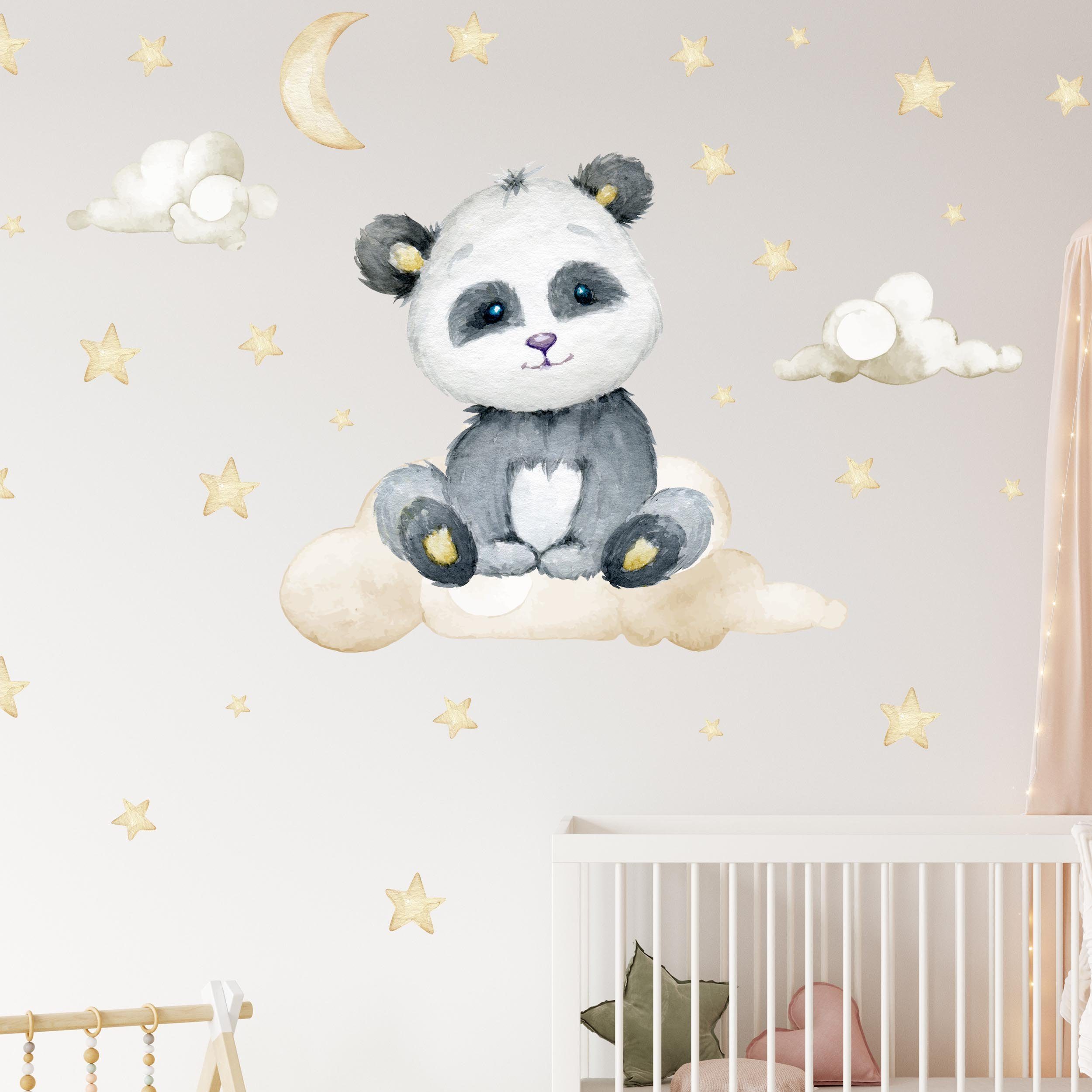 WANDKIND Wandtattoo Panda auf der Wolke V320 (Panda), selbstklebend