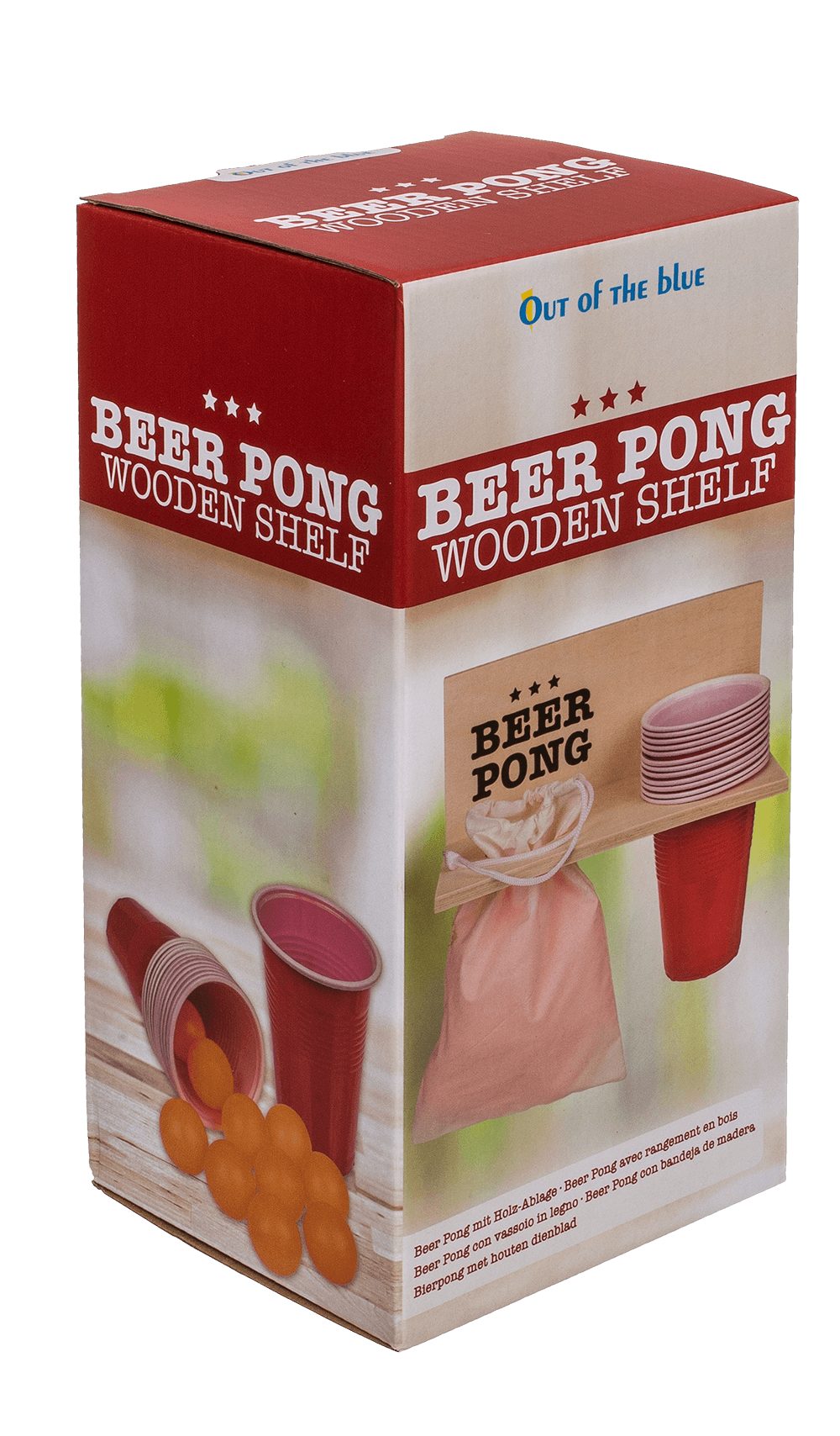 Out of the Blue Spiel Beer Pong mit Holz Ablage, inklusive 12 Becher und 12 Bällen, Familienspiel