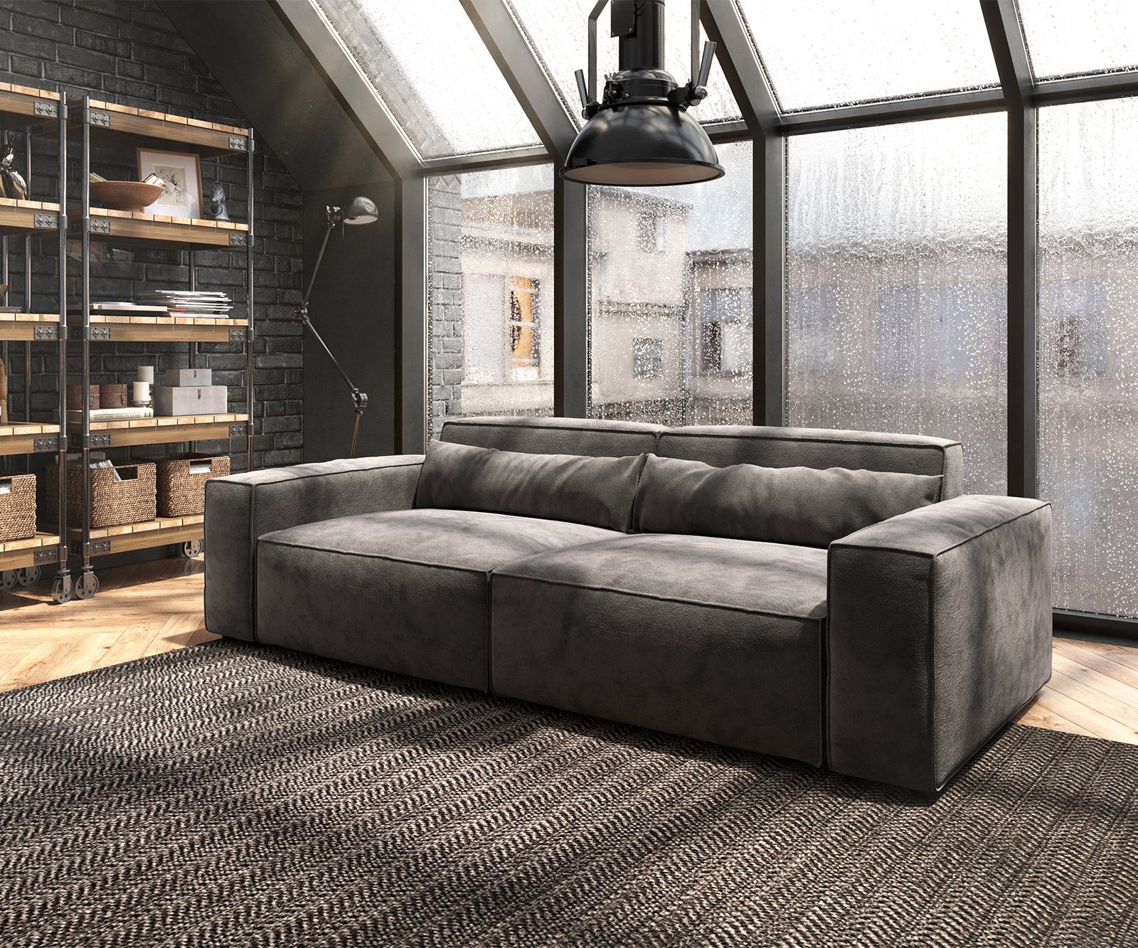 DELIFE Big-Sofa Sirpio, Mikrofaser Khakibraun 230x90 günstig online kaufen