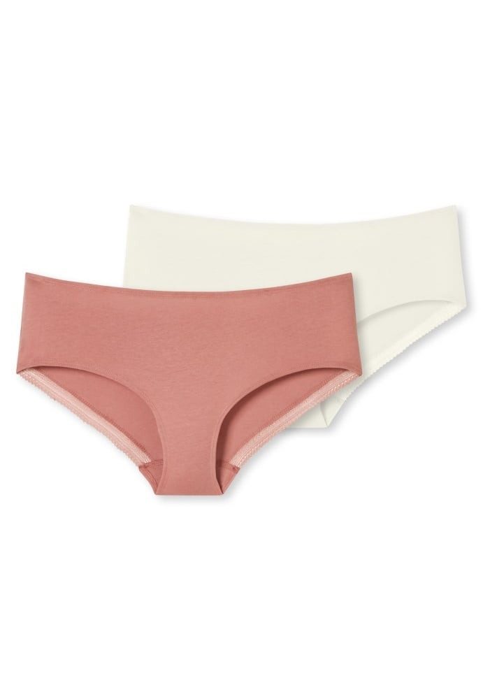 Schiesser Panty Unterwäsche Pantys Cotton Lace beige/sienarot Damen - 2 Stück