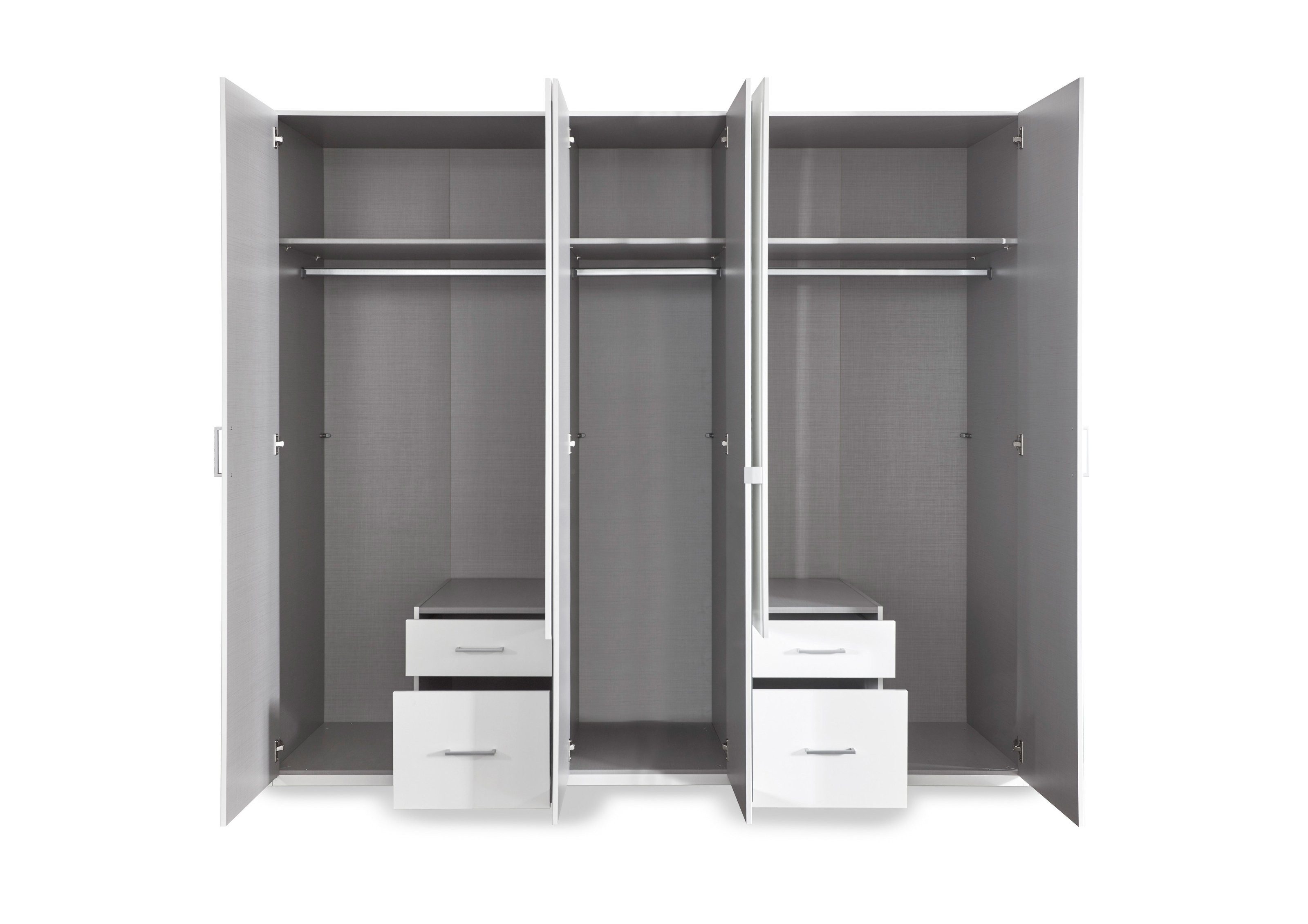 Wimex Drehtürenschrank in WEISS + GRAPHIT - 225x208x58cm (BxHxT)