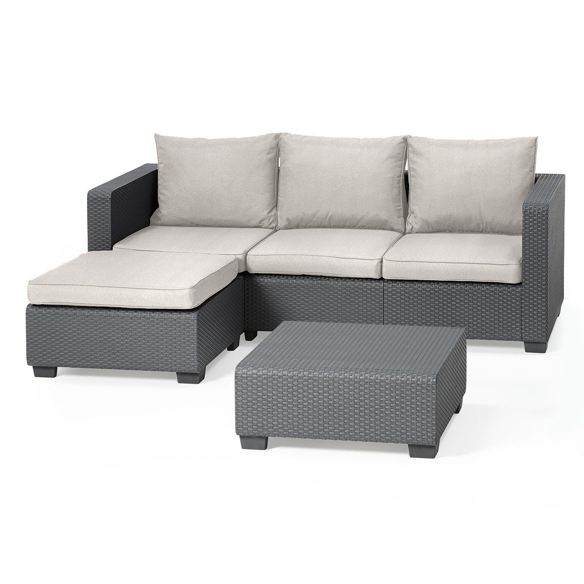 Keter Gartenlounge-Set Allibert Salta Gartenmöbel Set mit Gartensofa, Hocker und Esstisch