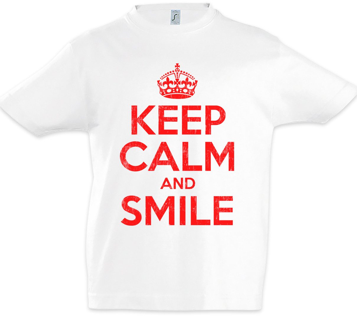Print-Shirt Keep Calm And Smile Kinder T-Shirt Strahlen Smiling Lachen Lächeln