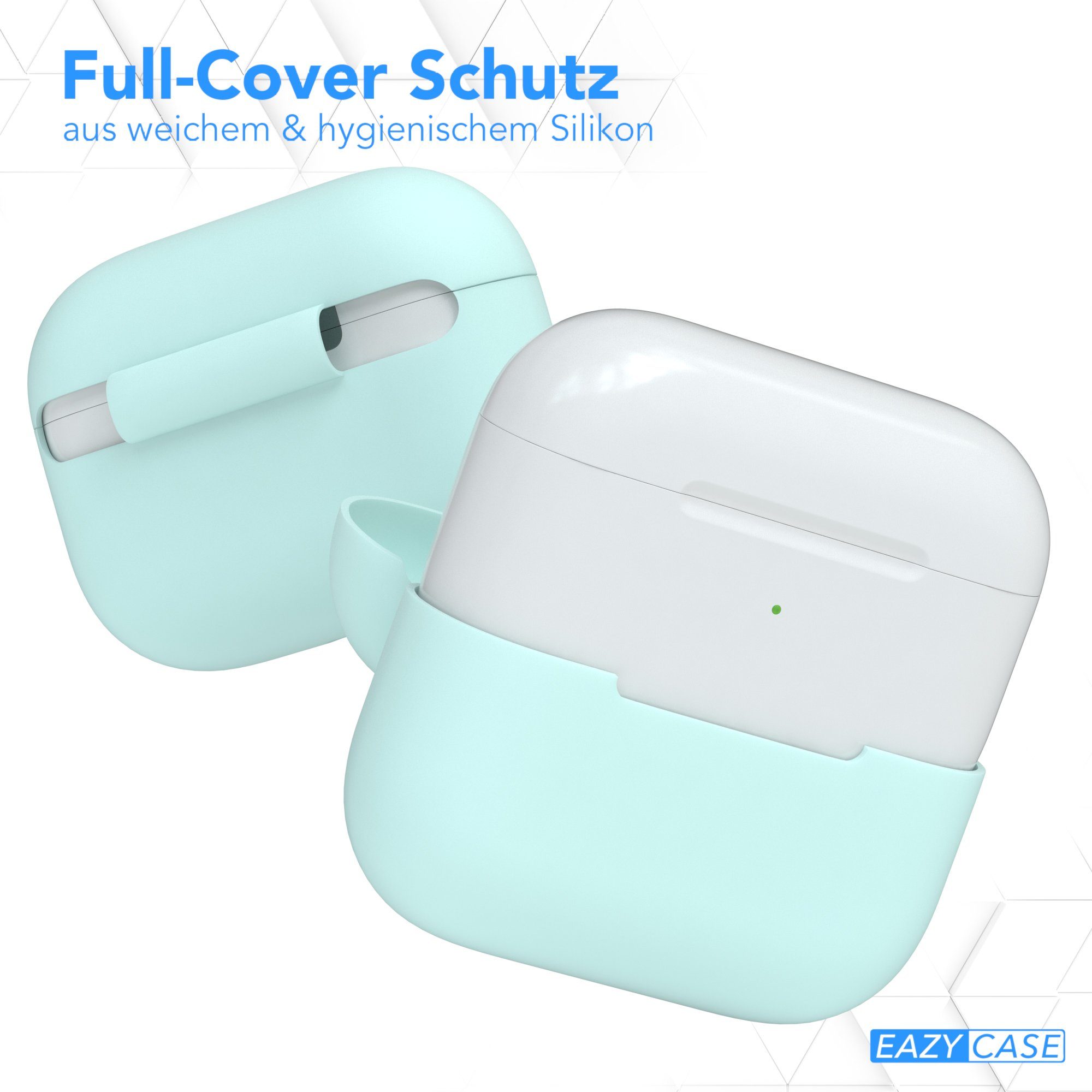 EAZY CASE Kopfhörer-Schutzhülle Silikon Hülle kompatibel mit Apple AirPods Pro, Box Schutzhülle Cover Stoßfest Fullcover Qi-Charging möglich Mint Grün