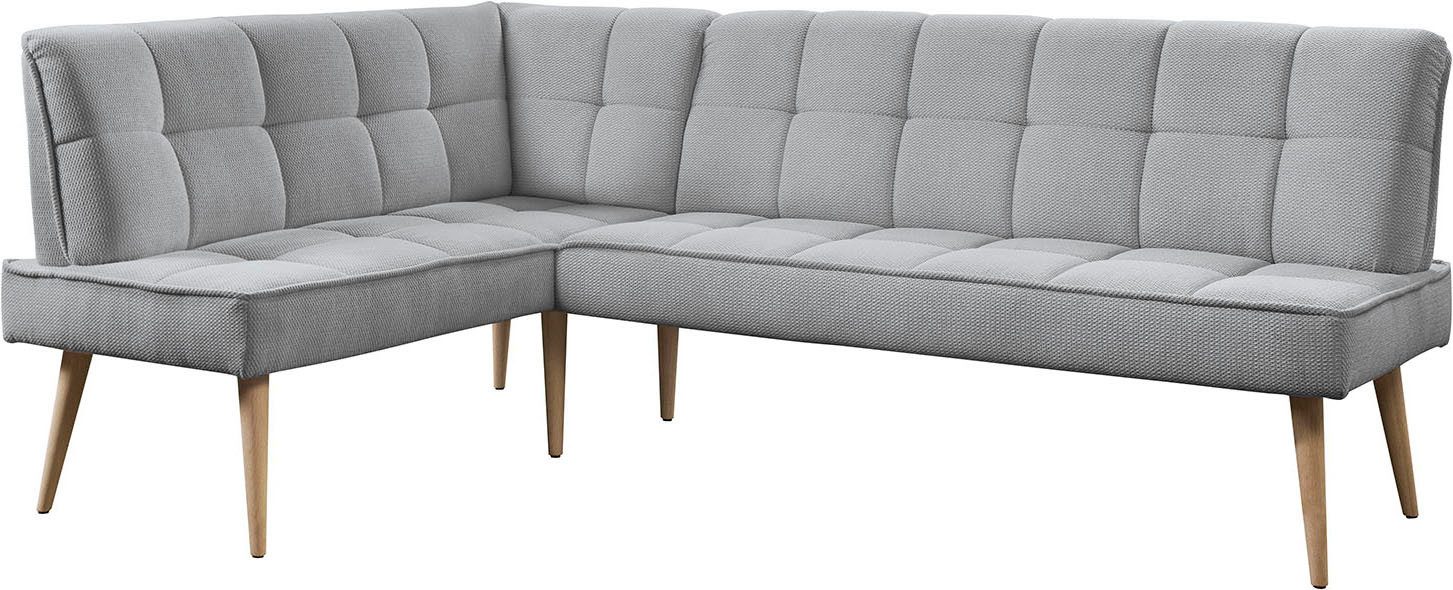 exxpo - sofa fashion Eckbank Latte, moderne Sitz- und Rückensteppung, bequem und elegant, hoher Holzfuß