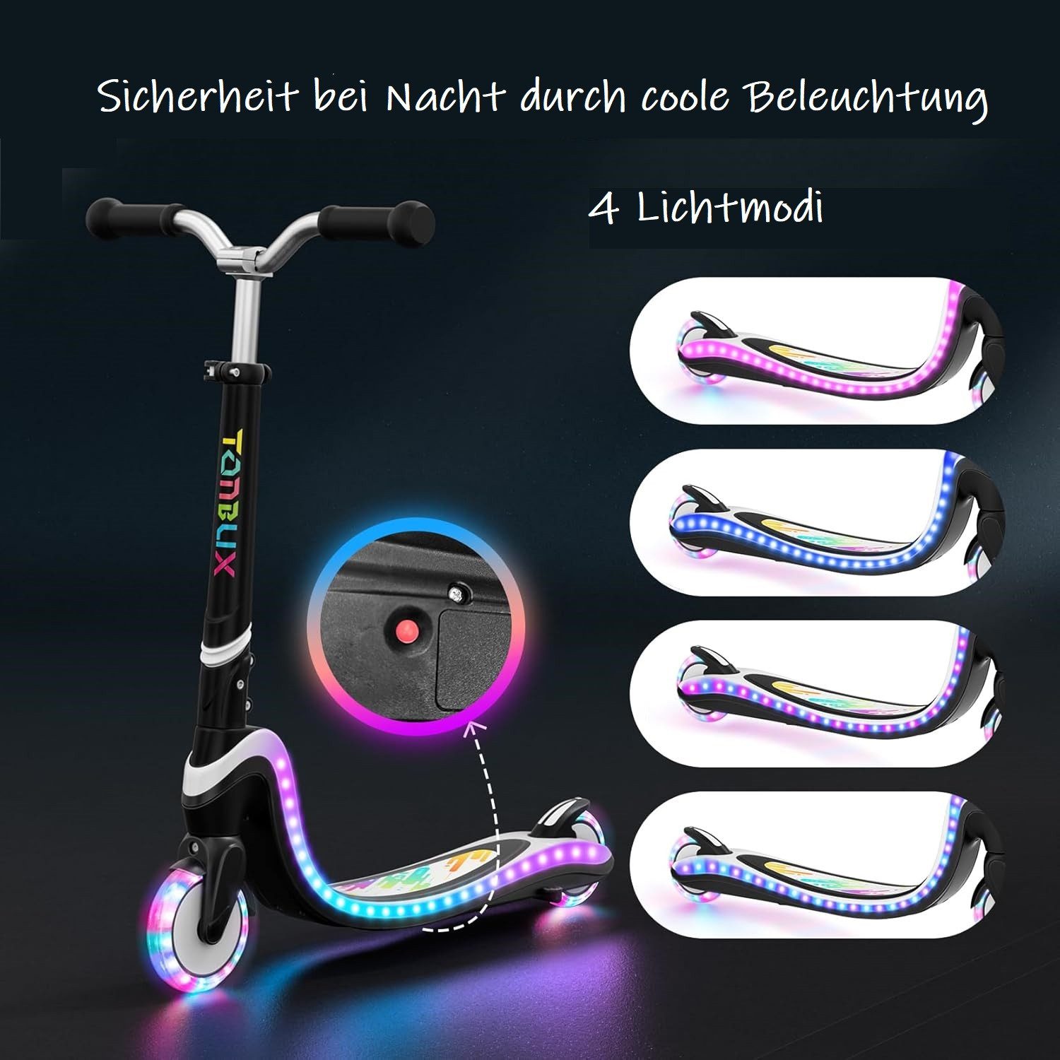TONBUX Scooter Kinderroller mit coolem beleuchteten Brett und PU-Rädern – Bild 3 von 5