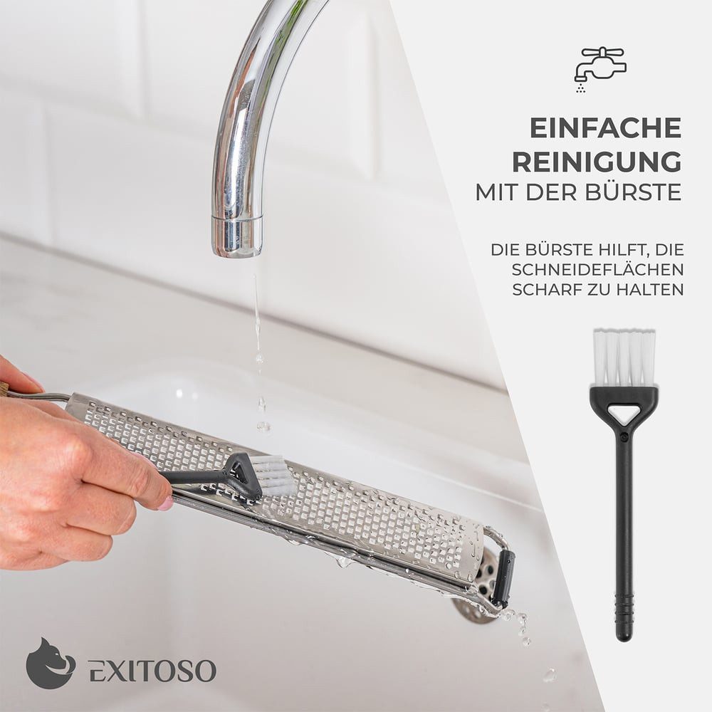 Exitoso Zitruszester Zester-Reibe 2er-Set, Ideal für Ingwer Knoblauch Muskatreibe Zitrusfrüchte, Holz