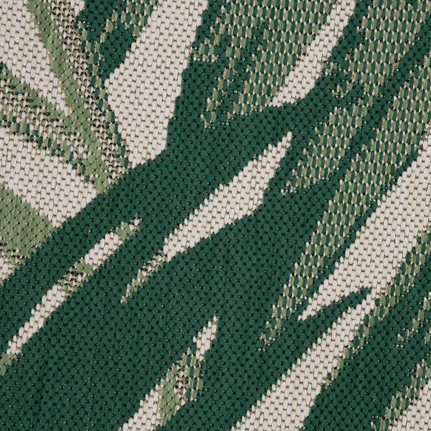 Teppich Ostende 552, Paco Home, und rechteckig, Outdoor mm, In- Höhe: Motiv Wohnzimmer Flachgewebe, Palmenblätter, 4 grün geeignet