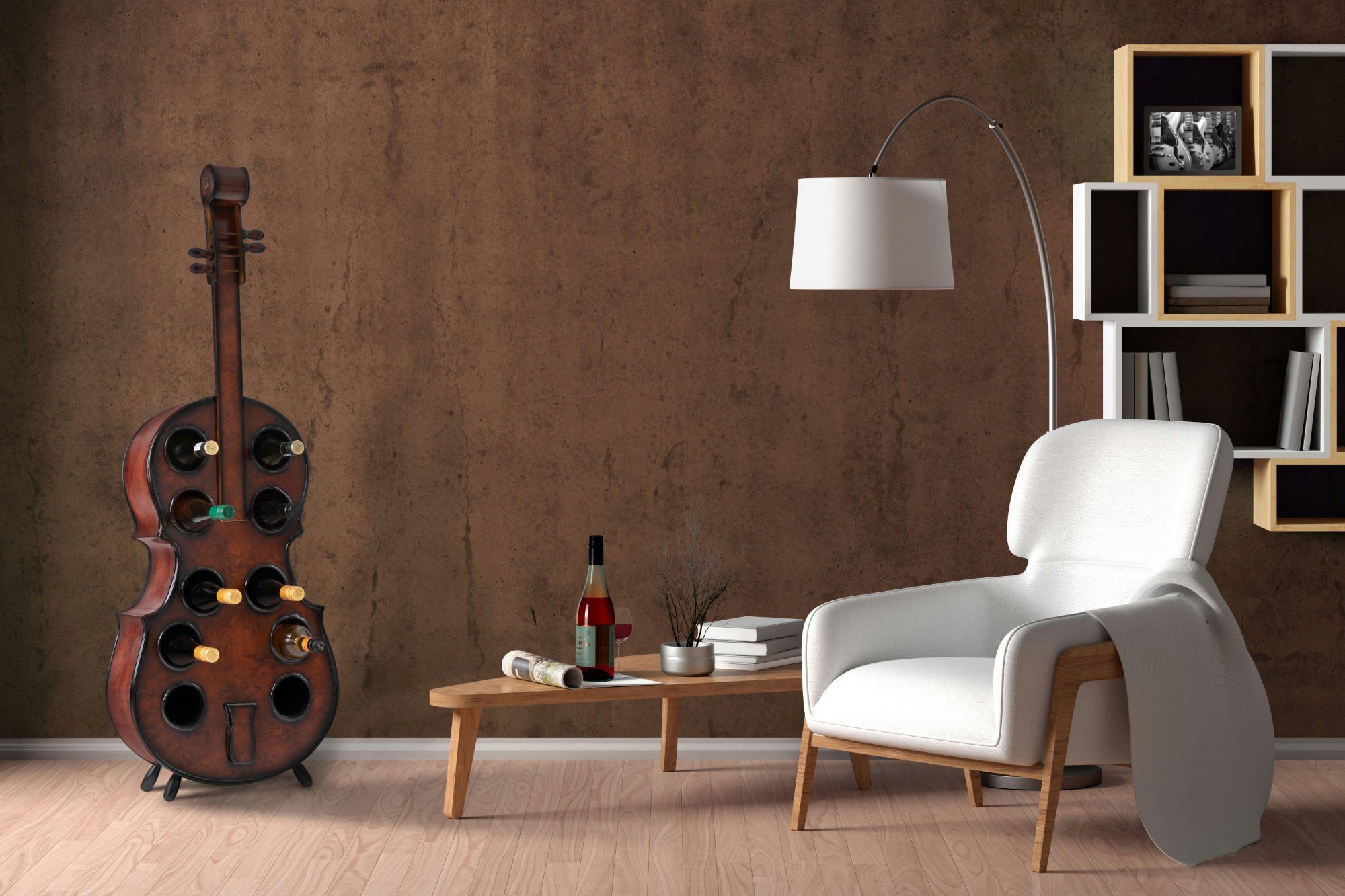Stagecaptain Flaschenregal WR-10 Stradivino Weinregal für 10 Flaschen, Weinständer Holz stehend in Vintage-Optik "Cello" Design