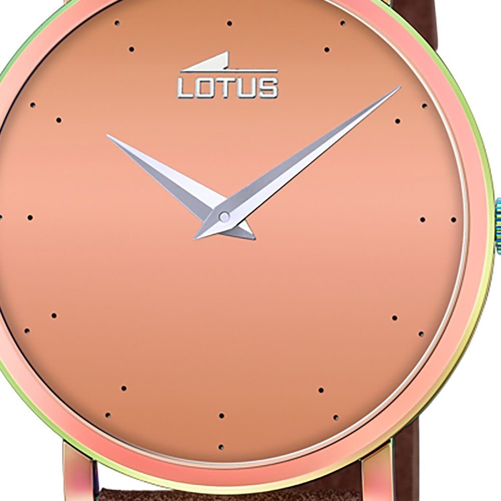 Quarzuhr Damenuhr rund, Armbanduhr Lotus Minimalist, braun Lederarmband Lotus 38mm) Damen mittel (ca.
