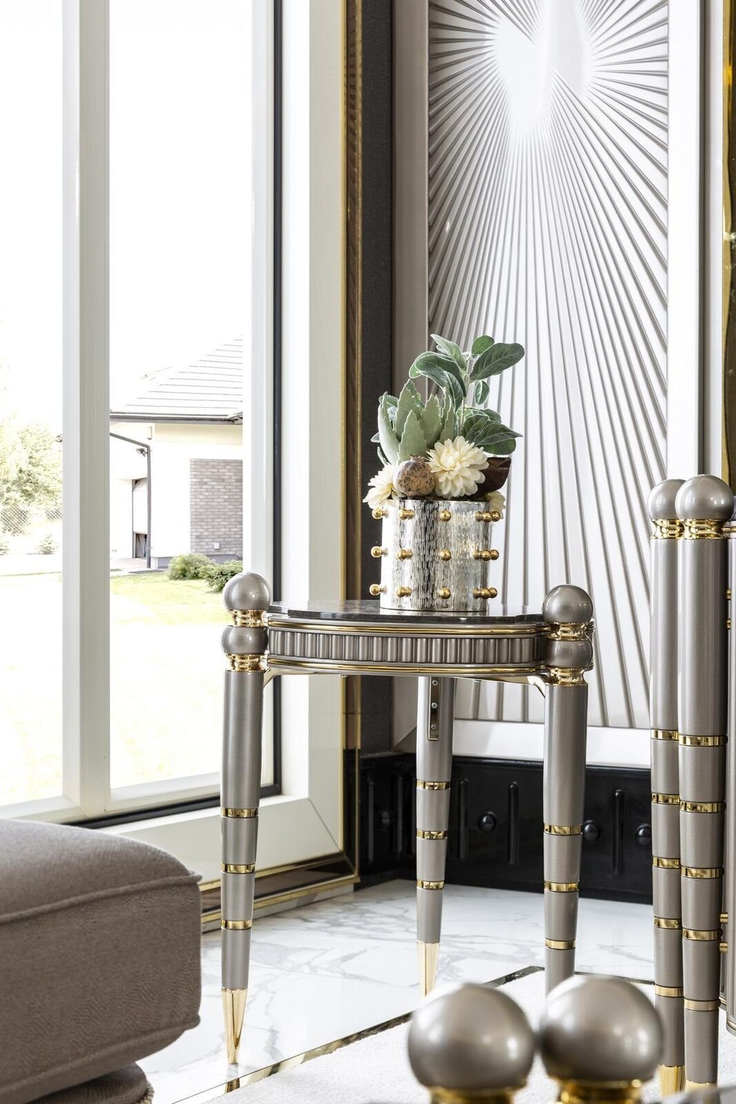 JVmoebel Beistelltisch Beistelltisch Grau Design Elegantes Schön Wohnzimmer Modern Luxus