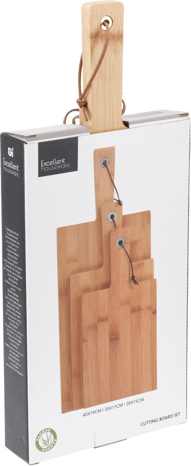 Koopman Schneidebrett Bambus 30-45 cm lang 3 Tlg. Set, Bambus, (Set, 3-St., Packung), 3tlg, Holzbrett, Bambus, 3 Größen, Schneideauflage – Bild 3 von 3