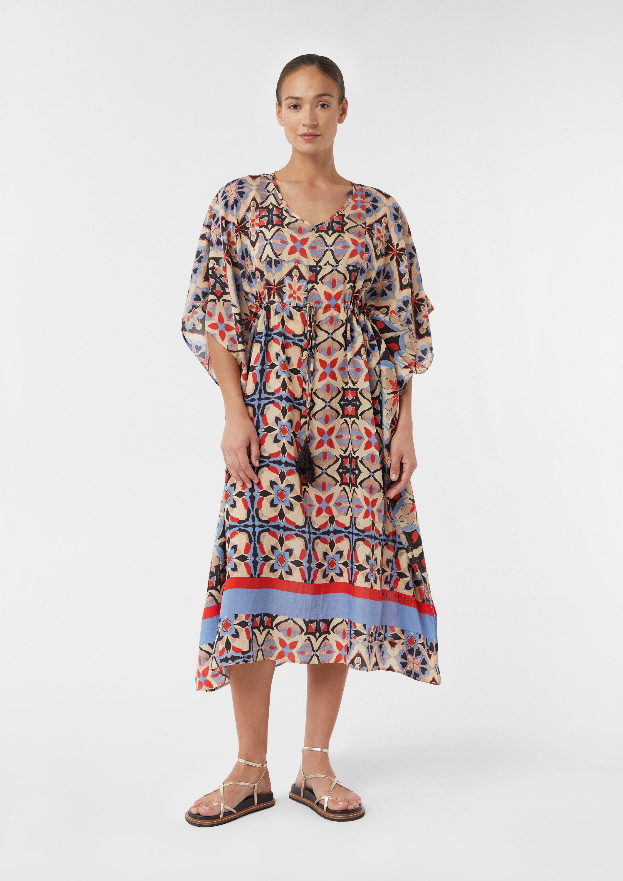 comma Poncho Accessories Fließender Kaftan mit Grafik-Print und Bindeband günstig online kaufen