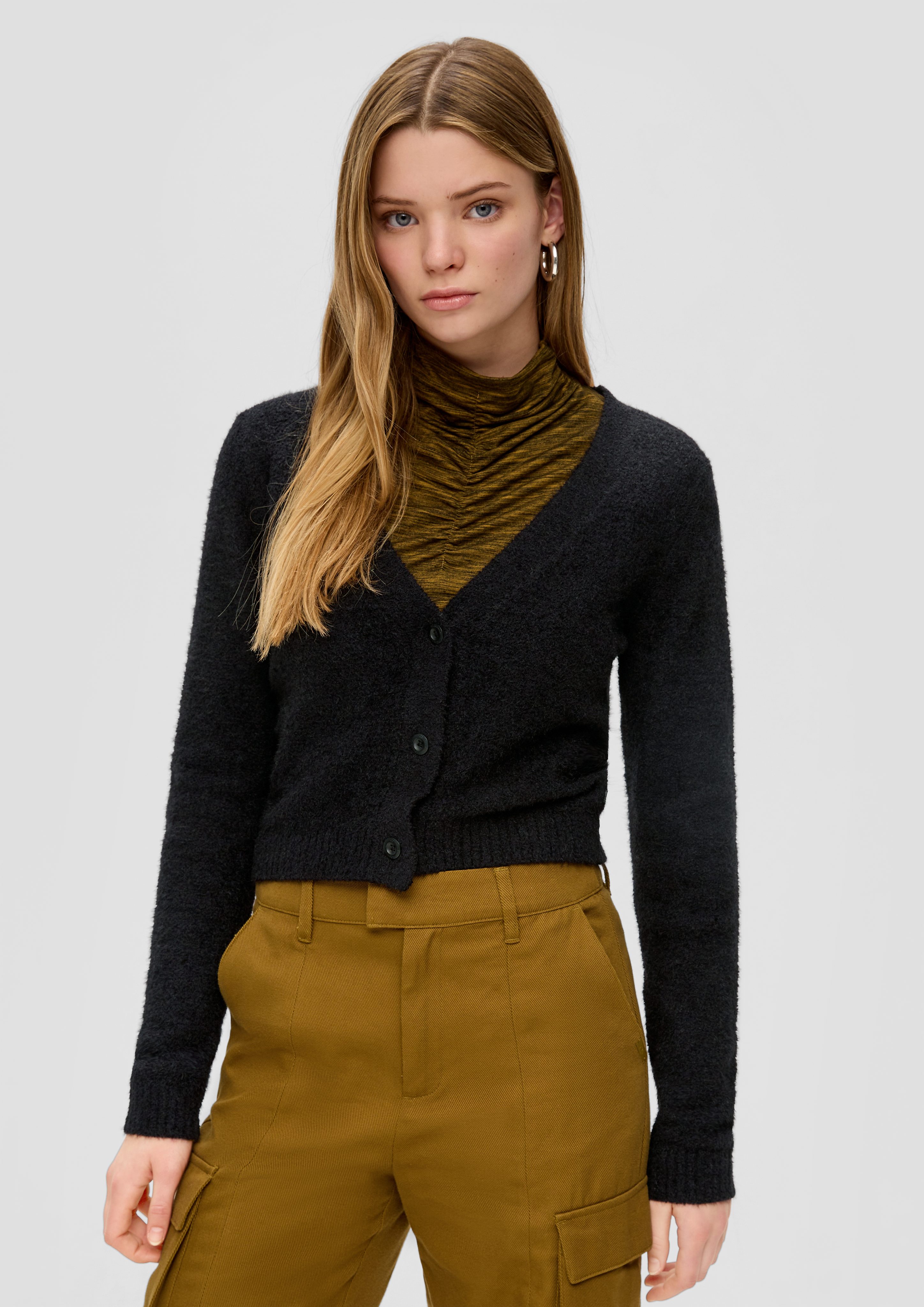 QS Funktionsjacke Strickjacke im Cropped-Schnitt günstig online kaufen