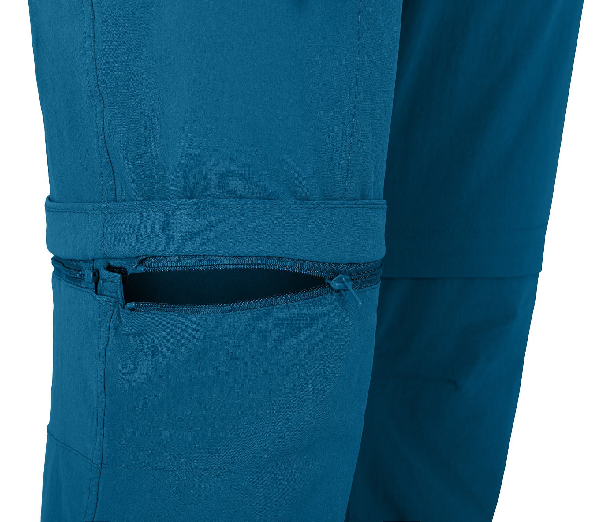 Bergson Zip-off-Hose QUEENSLAND Saphir Herren Normalgrößen, Doppel Zipp-Off blau Wanderhose, mit vielseitig, pflegeleicht, T-ZIPP