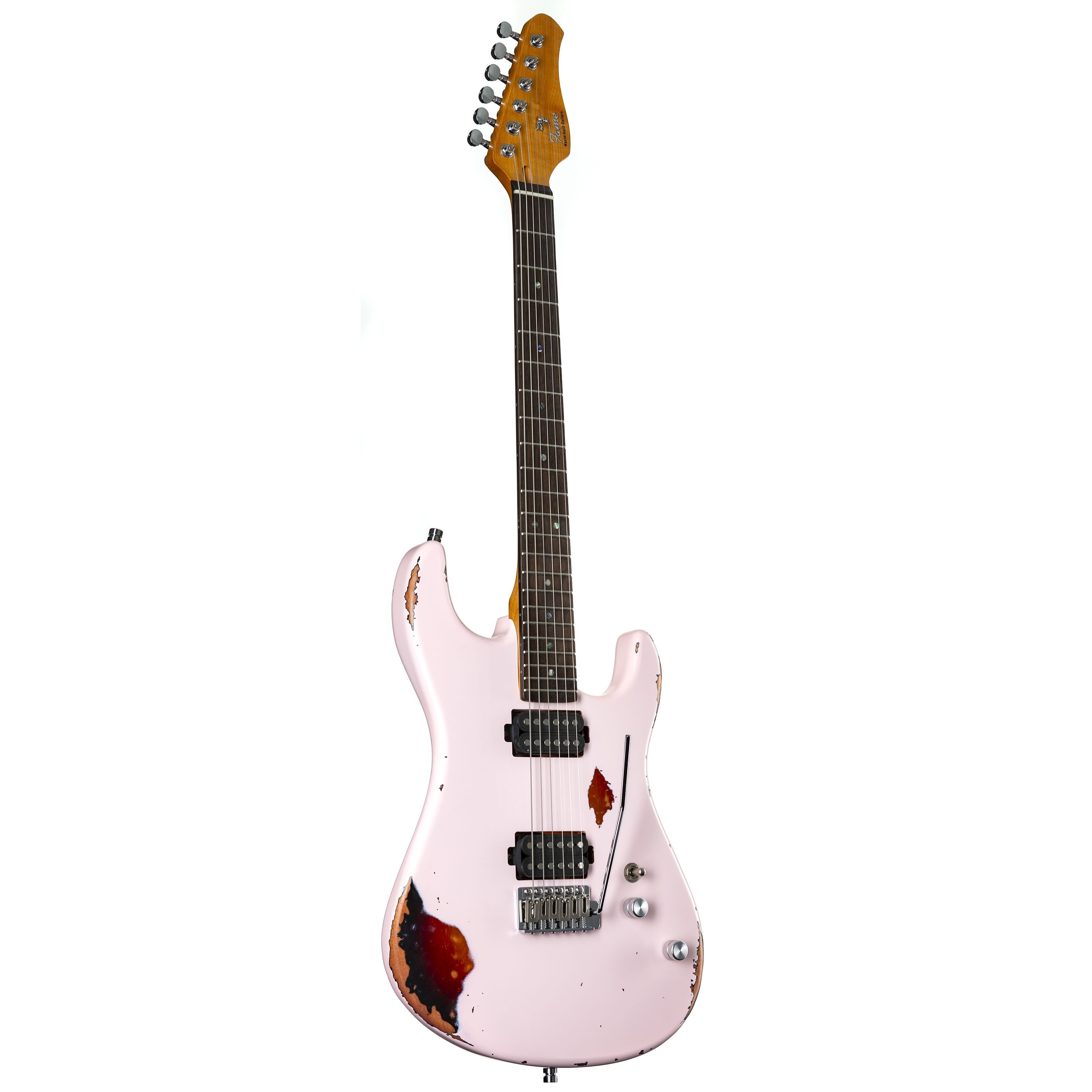FAME E-Gitarre, Электрогитары, ST-Modelle, Custom ST RW Worn Strawberry over Sunburst - E-Gitarre