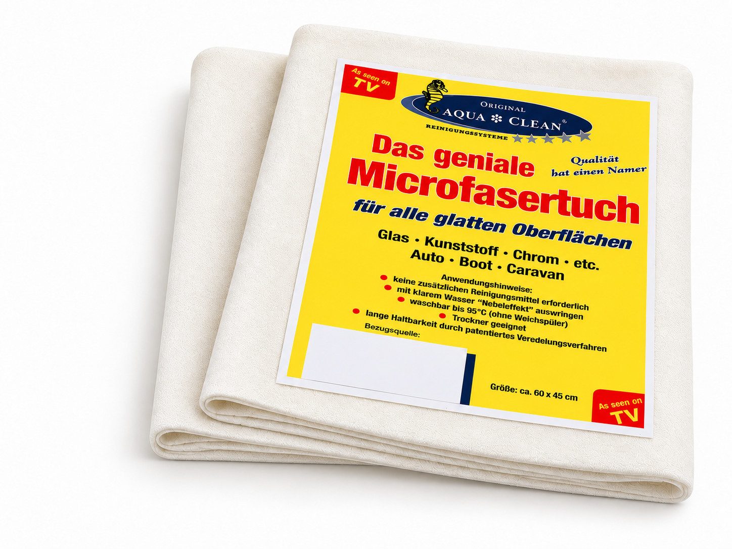 AQUA CLEAN Das geniale Microfasertuch 2er Set ca.45cm x 65cm Reinigungstuch (Langlebig, vielseitig, waschbar und für glatte Oberflächen)