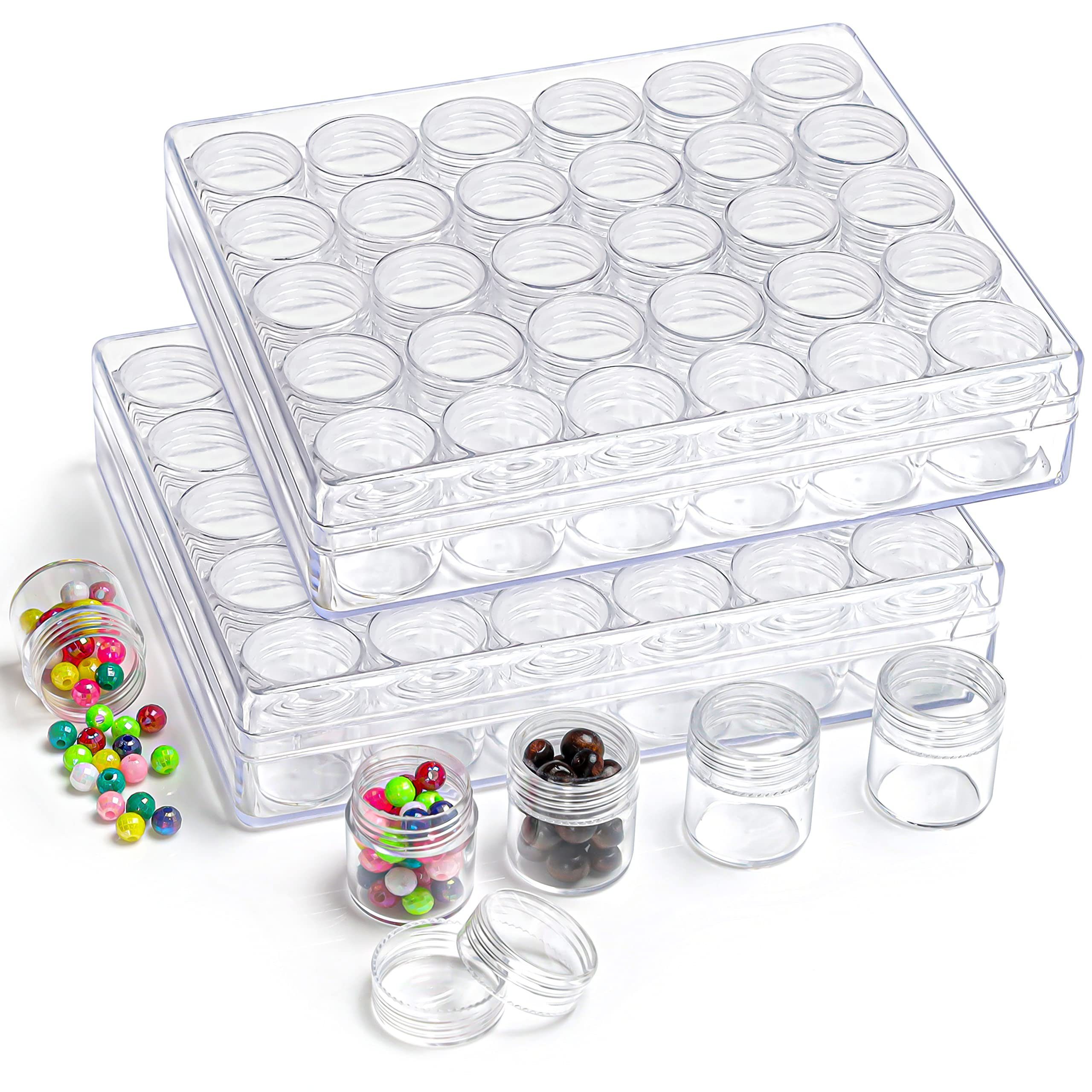 Kurtzy Aufbewahrungsbox Perlen Aufbewahrungsboxen - 30 Mini Boxen für  Plastikperlen, Plastik Aufbewahrung für Perlen (x2) - 30 Mini Boxen