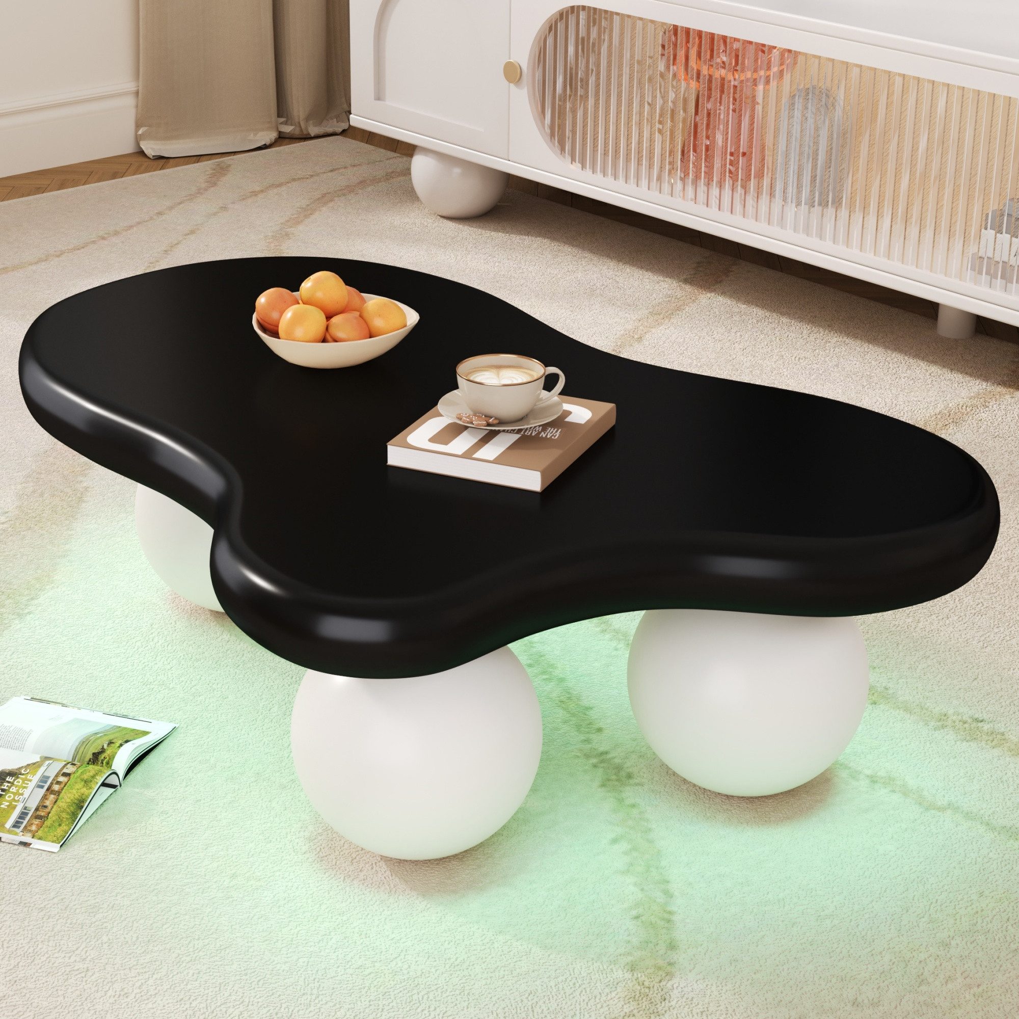 Merax Couchtisch in Wolkenform Sofatisch mit LED inkl.16 Farben (1-St), Wohnzimmertisch Beistelltisch mit Abgerundete Ecken, 95x62,5x32cm