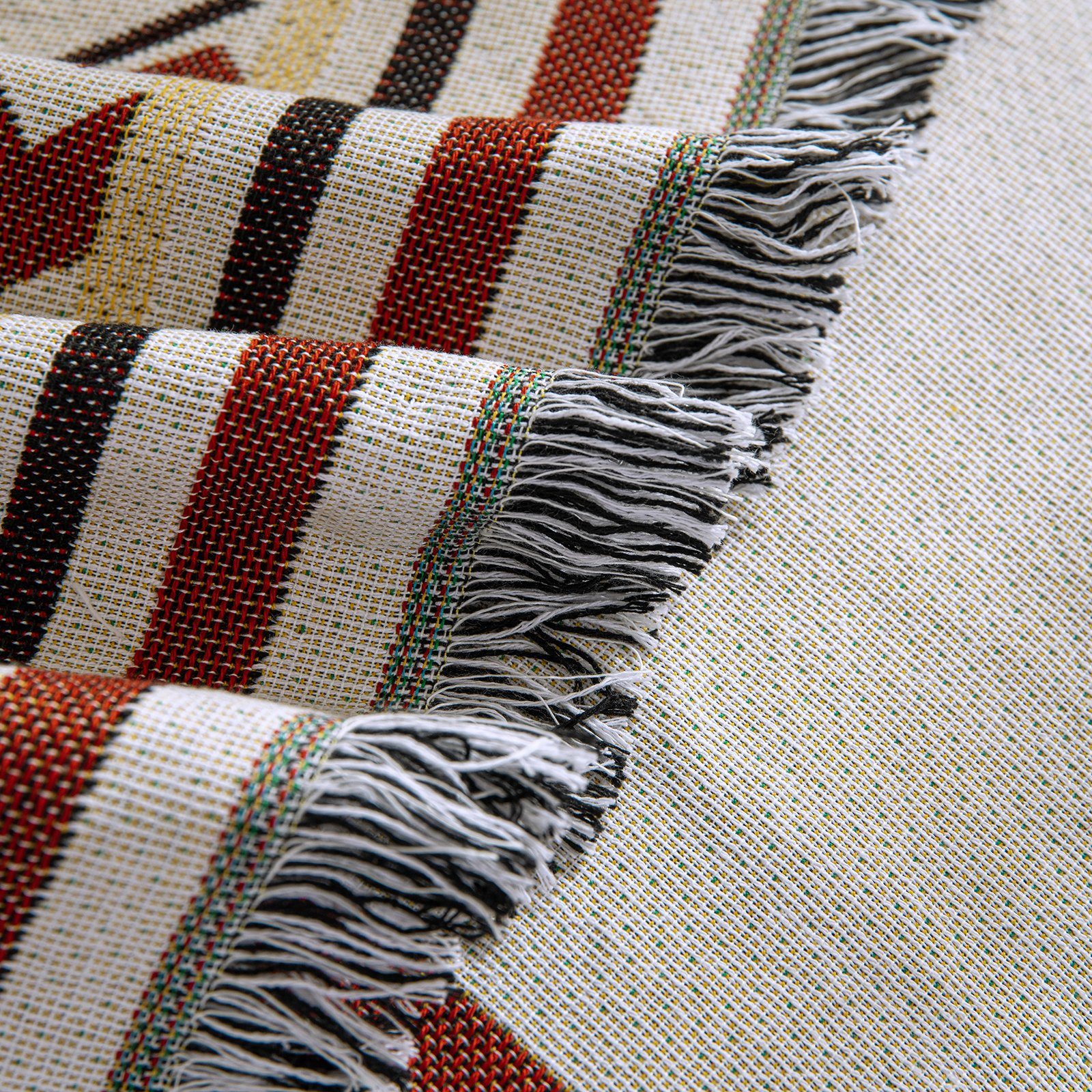 Wohndecke Sofa Kissenbezug, Tagesdecke, Fadendecke 180X180/180X230/180X300cm, BTTO, Doppelseitig-Decke mit Quasten 3 Farben,Tischdecke,Picknickdecke