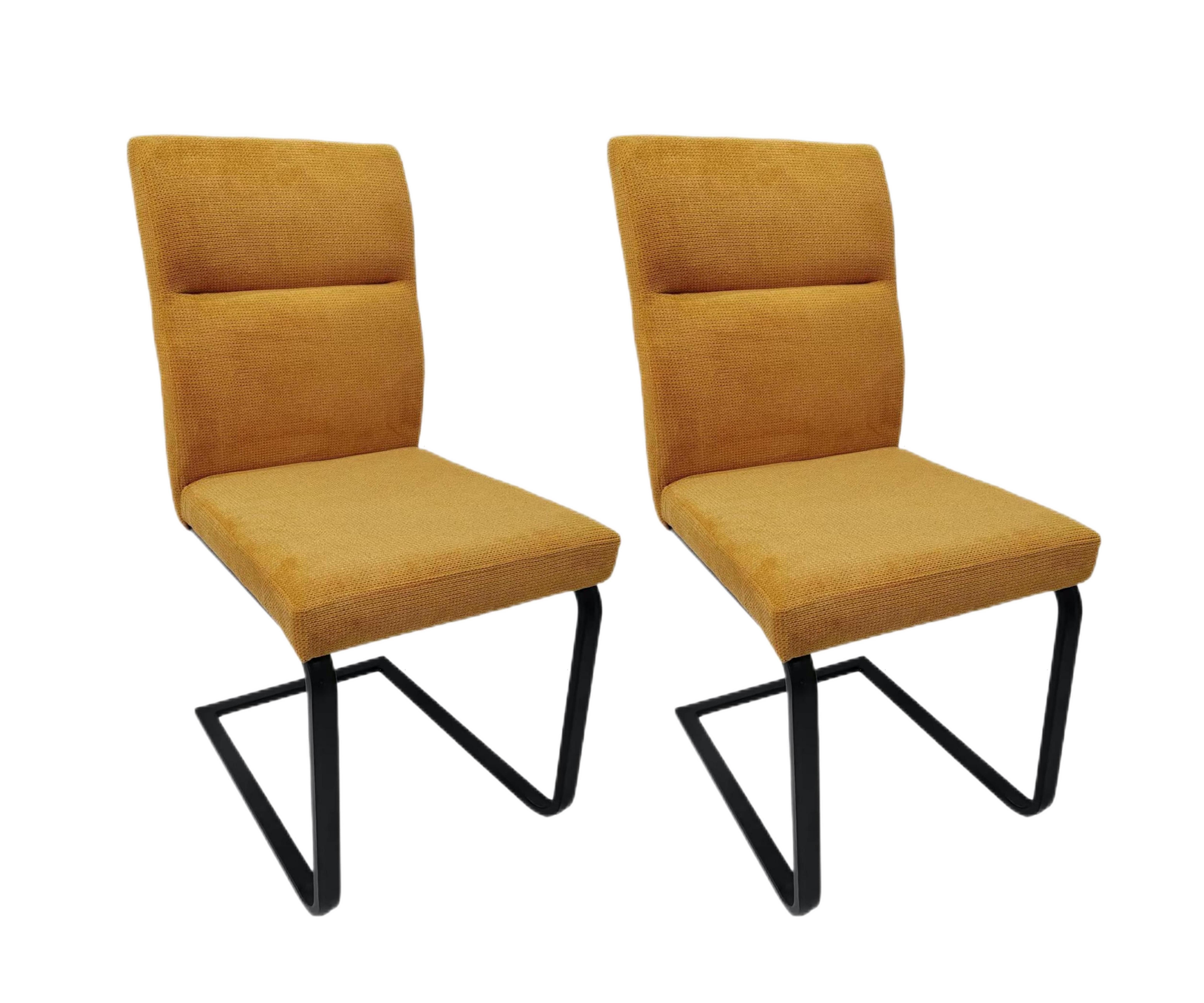Freischwinger Freischwinger Esszimmer- Polsterstuhl Polyester Metall gelb