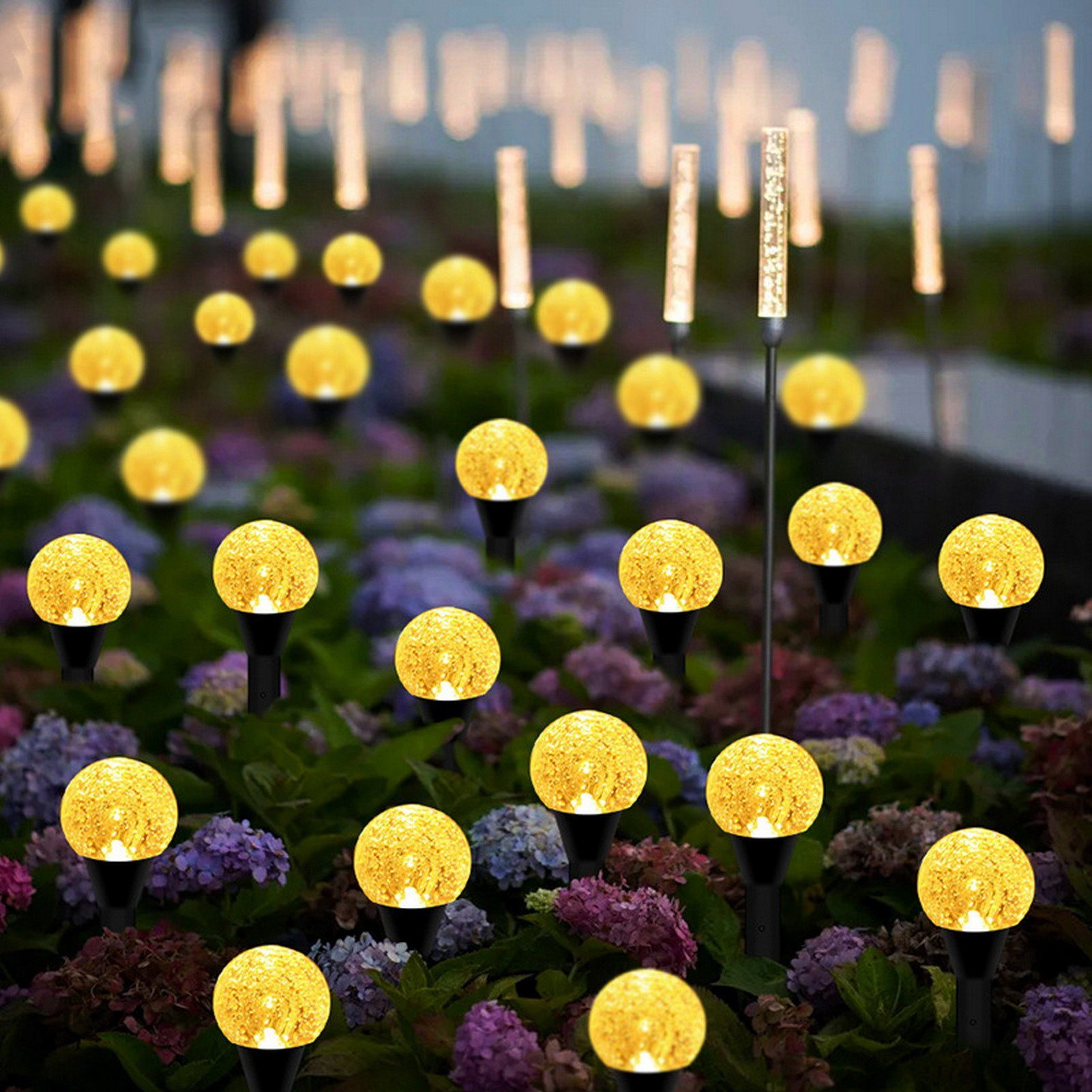 Rutaqian Gartenleuchte Solarlampen,Wasserdichte Solar Leuchten Garten als Garten Deko draußen, LED wechselbar, Tageslichtweiß