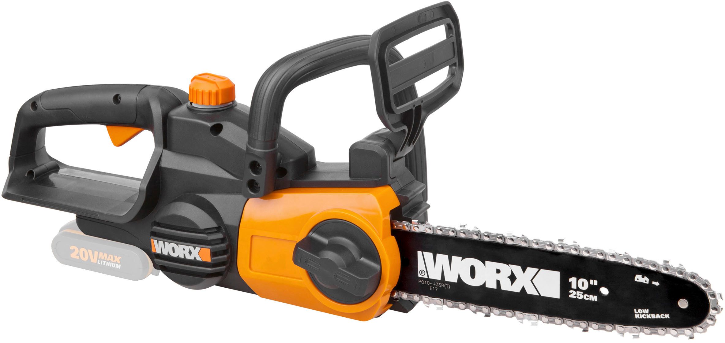 Worx Akku-Kettensäge WG322E.9, 25 cm Schwertlänge, automatische Kettenspannung, ohne Akku und Ladegerät