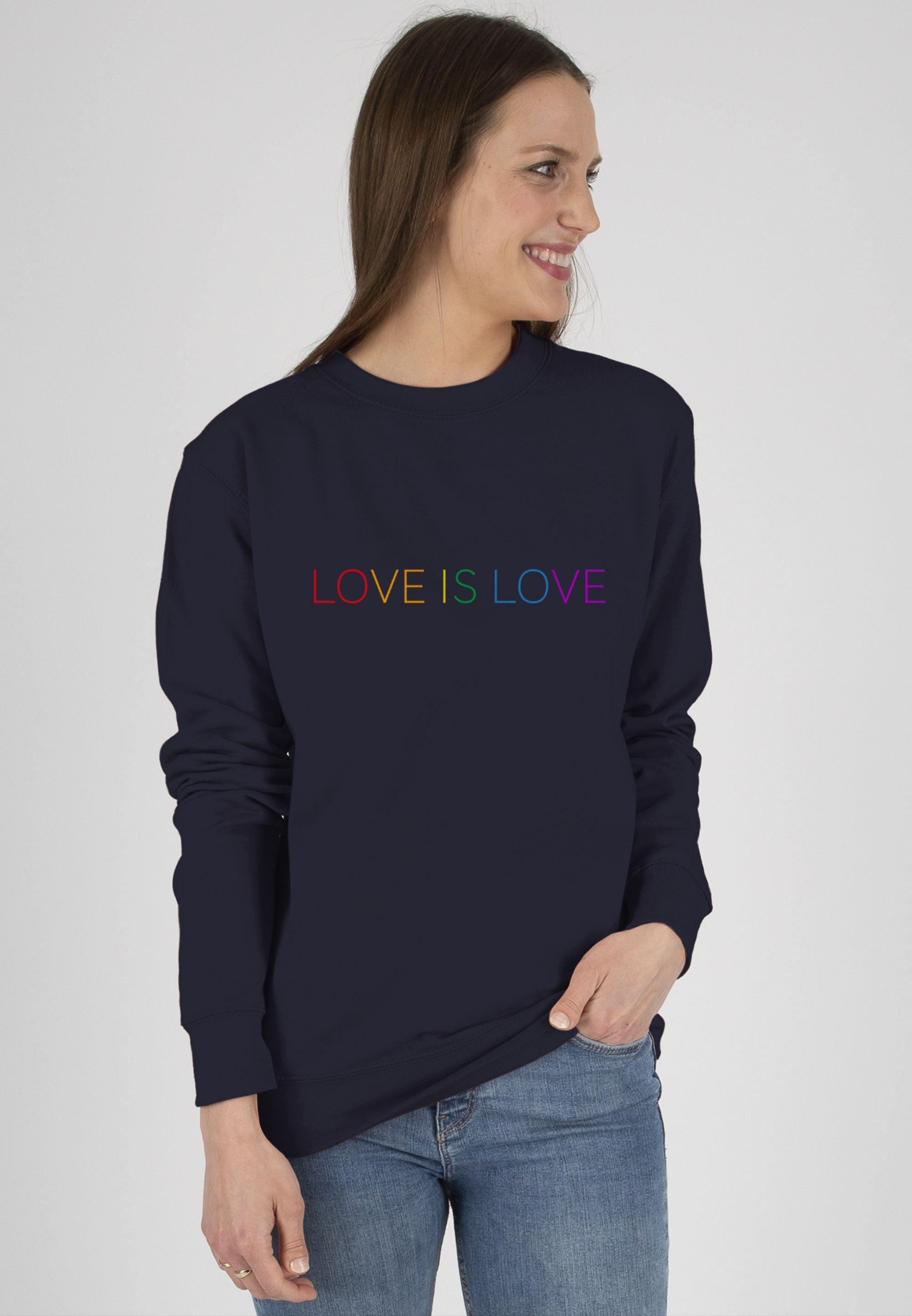 Dunkelblau 2 Pride Love (1-tlg) - Kleidung Sweatshirt - Love Regenbogen is LGBT Shirtracer