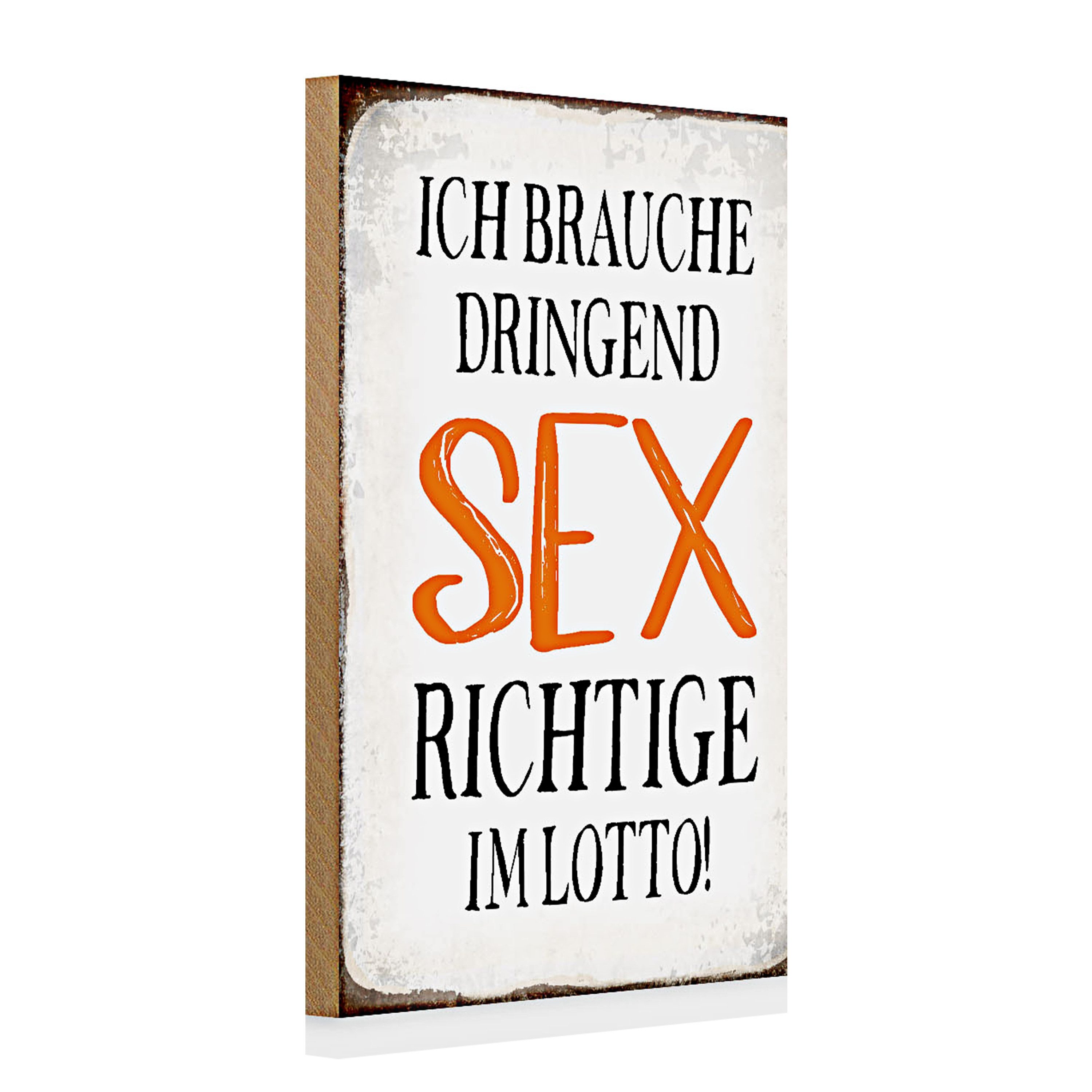 Roomando Holzbild Holzschild Spruch 20x30cm ich brauche dringend Sex