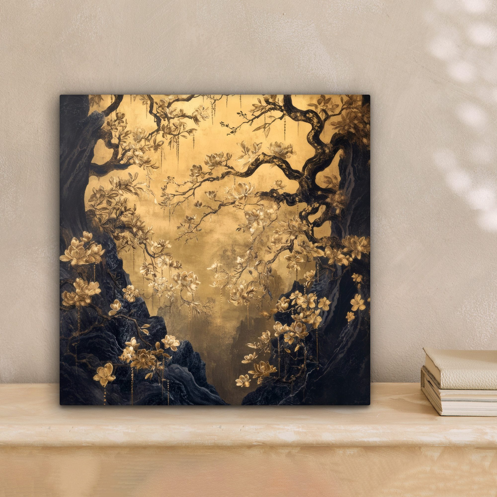 OneMillionCanvasses® Leinwandbild Blumen - Zweige - Gold - Dekorativ, Fotod günstig online kaufen