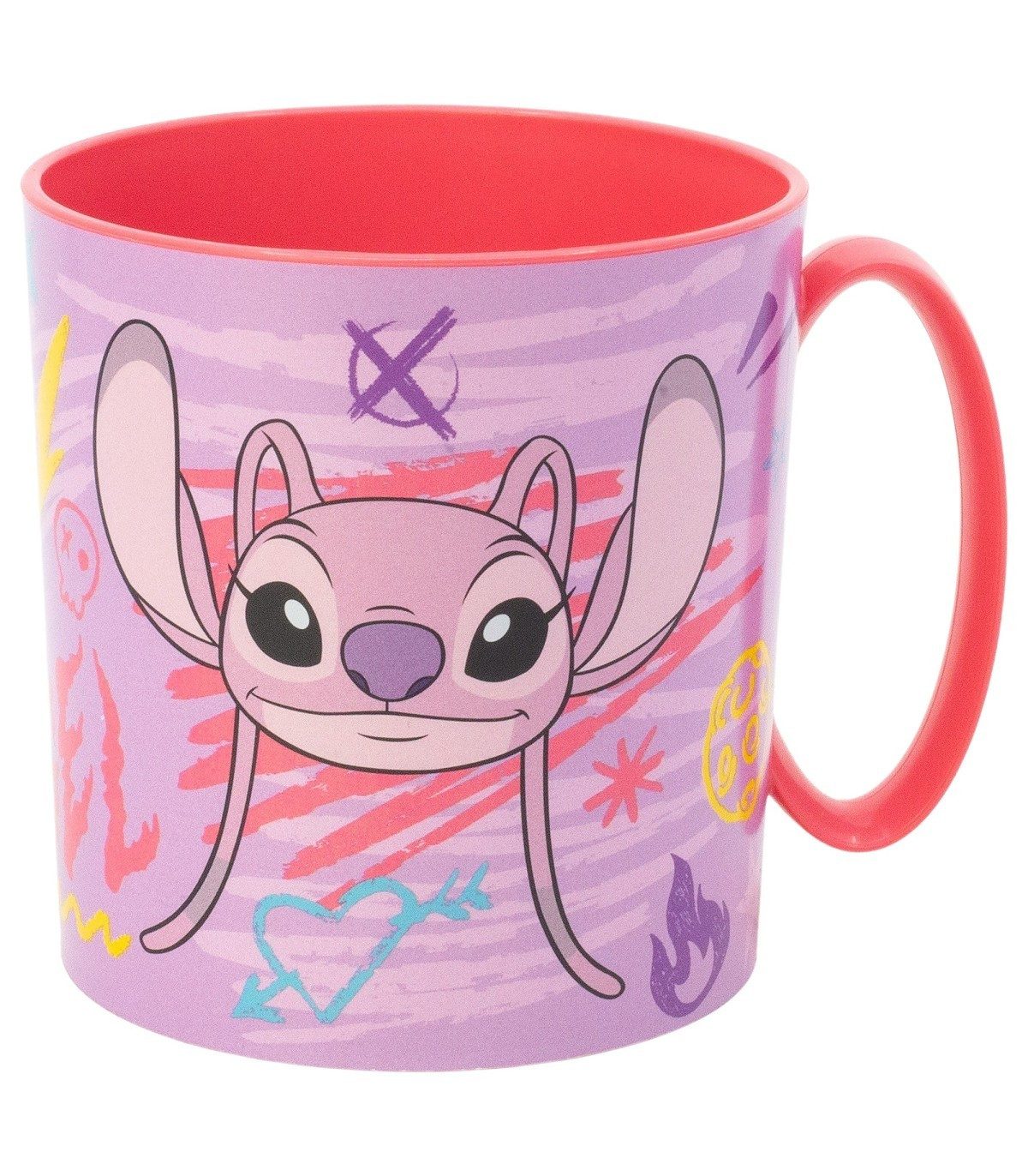 Disney Becher Stitch Angel Micro Mug 390 ml Kinderbecher Mikrowellenbecher, Polyethylen