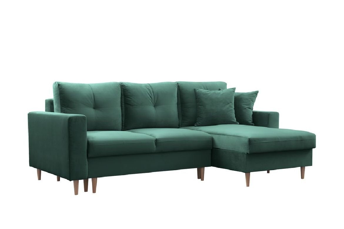 Möbel Mit Graues Designer Bettfunktion Schlafsofa, JVmoebel Bettfunktion Wohnlandschaft Ecksofa Grün Sofa