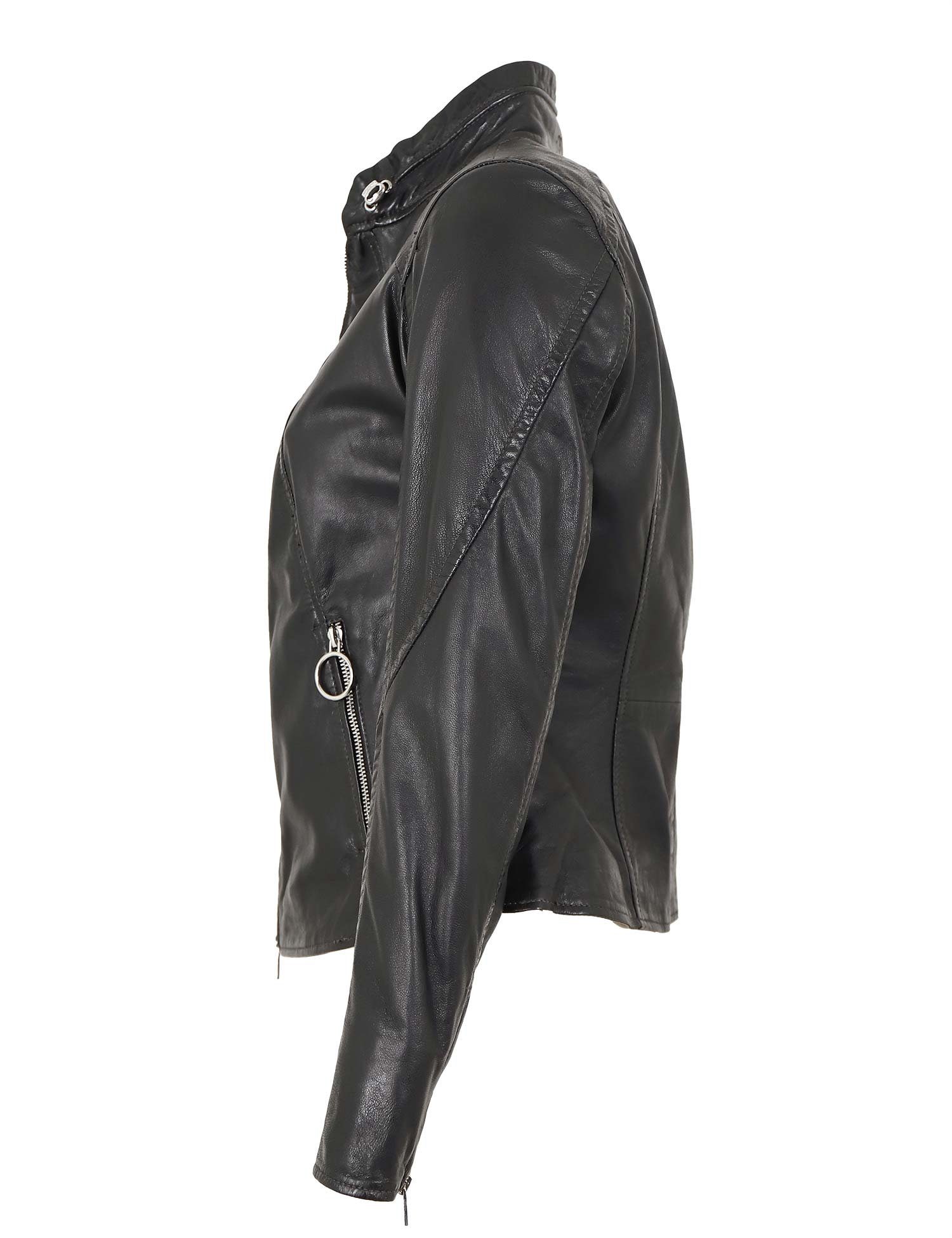 Jilani Lederjacke Kiran Jilani - Damen Lederjacke Lammnappa schwarz günstig online kaufen