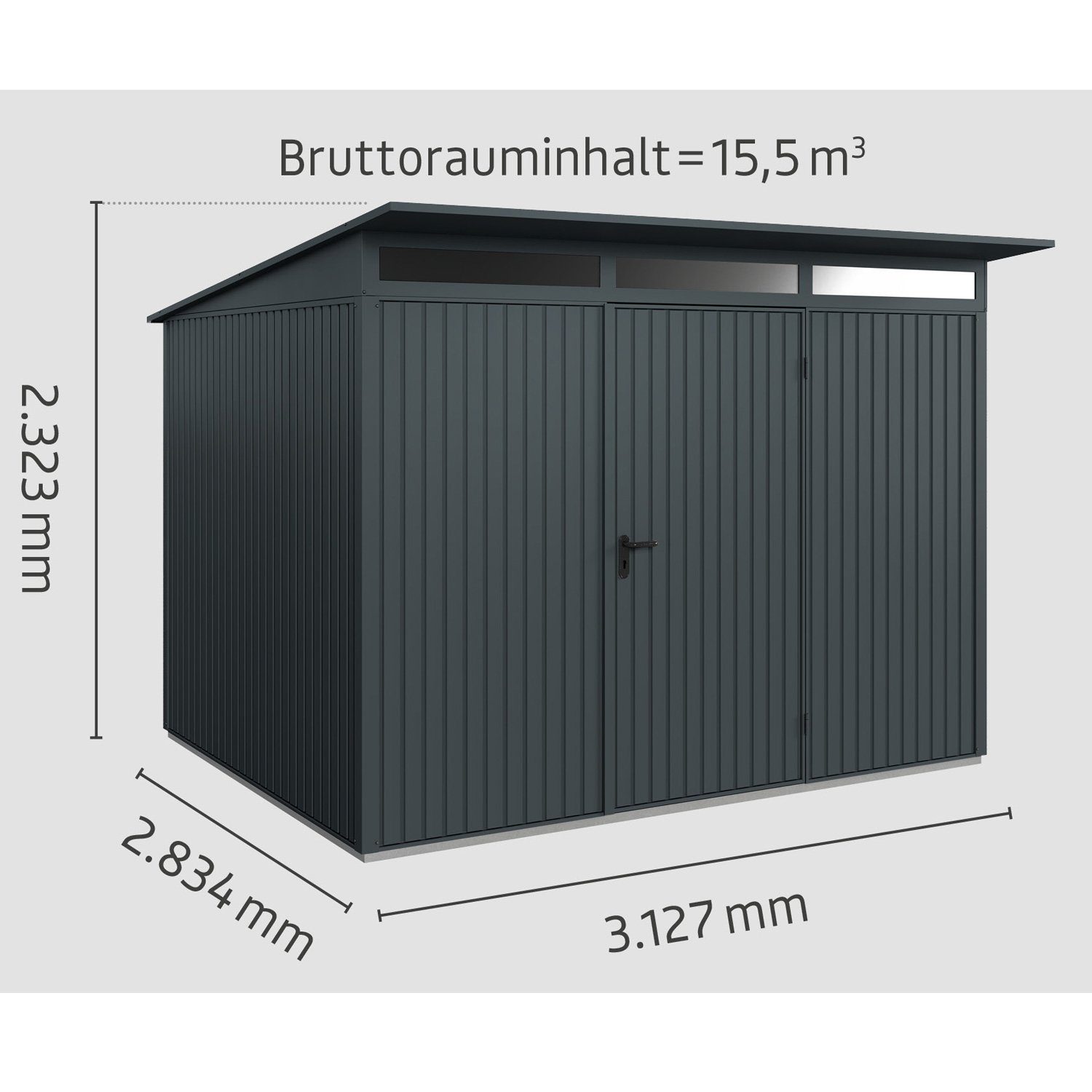 Typ Tür mit Metall-Gerätehaus anthrazitgrau 1-flüglige Trend Ecostar Gerätehaus Pultdach 3, Hörmann