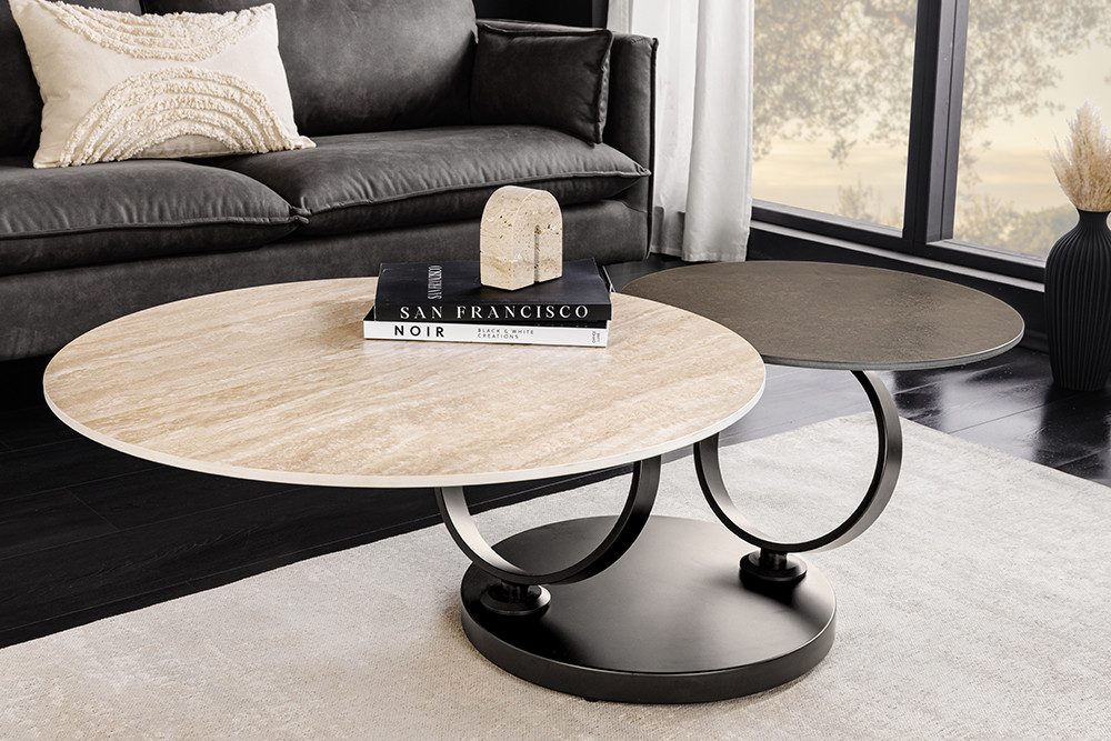 riess-ambiente Couchtisch DANCING RINGS 80-133cm natur rost (Einzelartikel, günstig online kaufen