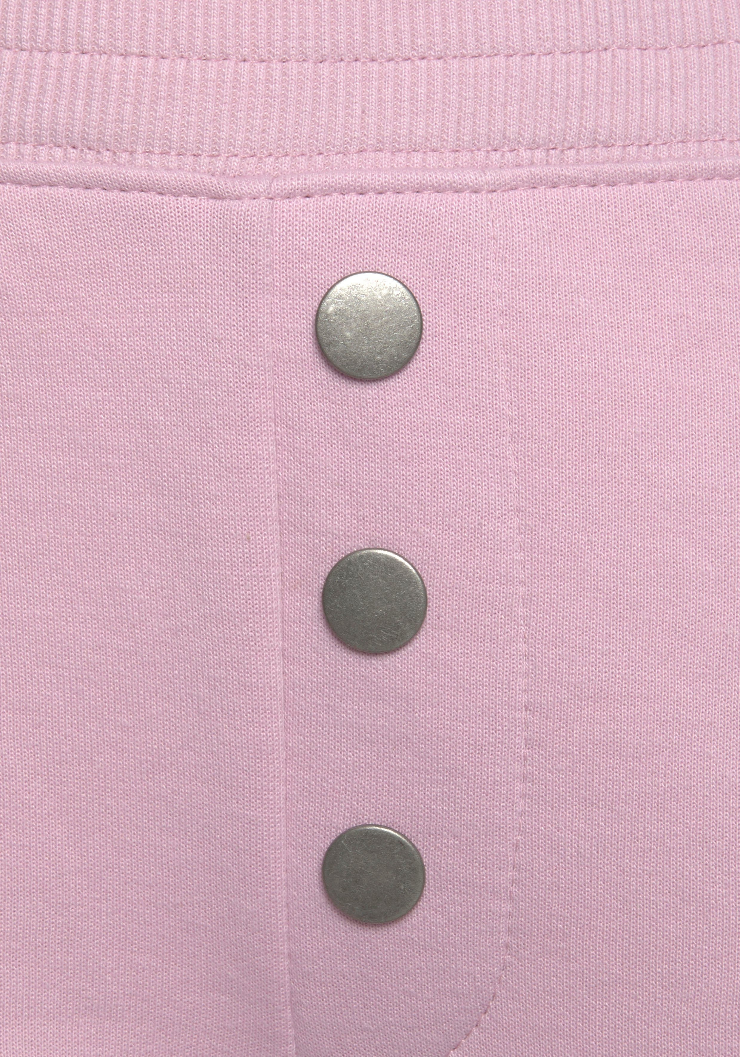 KangaROOS Zierknöpfen, mit Relaxhose Loungeanzug rosa
