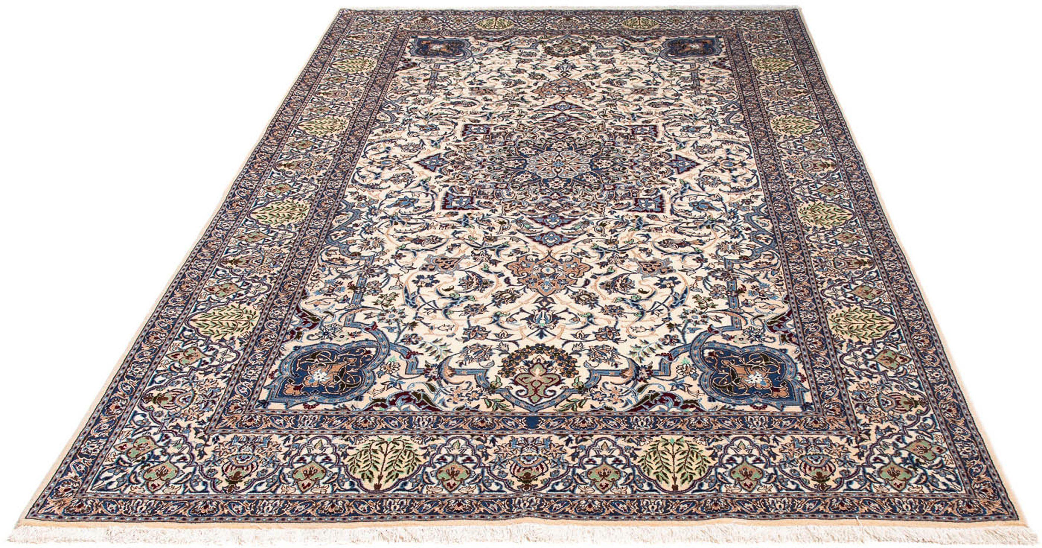 Orientteppich Perser - Nain - Royal - 240 x 151 cm - beige, morgenland, rechteckig, Höhe: 10 mm, Wohnzimmer, Handgeknüpft, Einzelstück mit Zertifikat