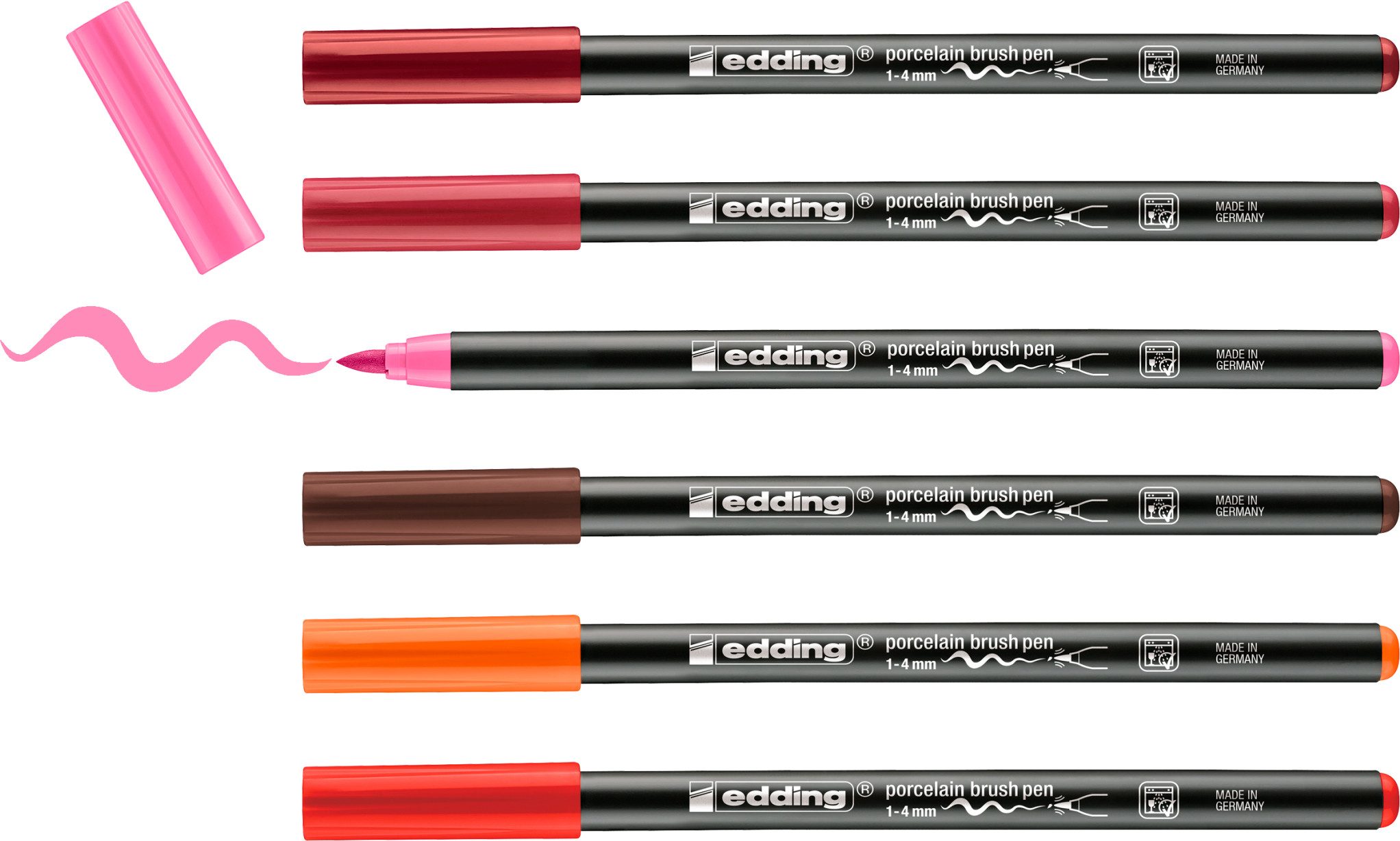 edding Aquarellstifte Porzellan-Pinselstifte-Set 4200 Warm, 6er-Set