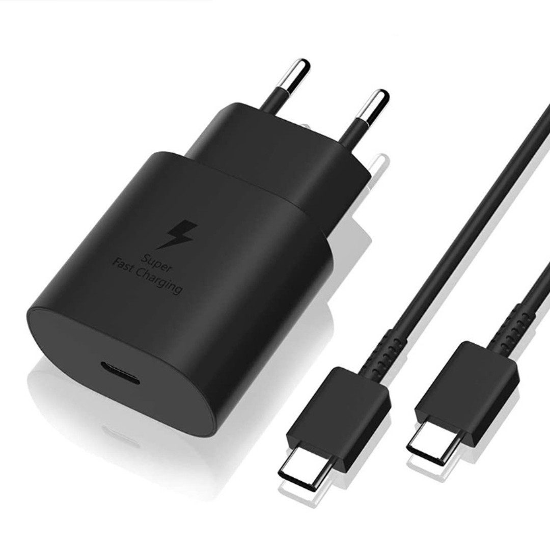 Shopbrothers Schnellladegerät 25W USB C für Samsung Galaxy S23 S22 S21 S20 Ultra USB-Ladegerät (2,70 mA, Set, 1 Stück, inkl. 1m / 2m Ladekabel)