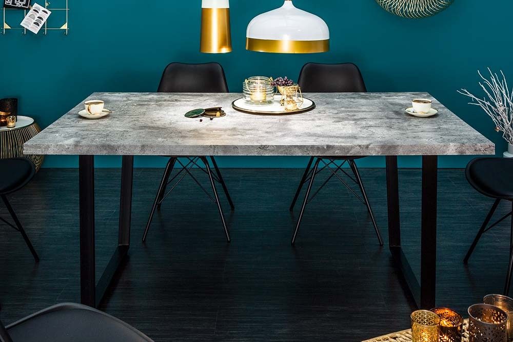 riess-ambiente Esstisch LOFT 160cm grau/schwarz - Holzwerkstoff, Metall, Beton-Design, Kufen (Einzelartikel, 1-St), Modern & Industrial Design für 4 Personen -  – Bild 3 von 5