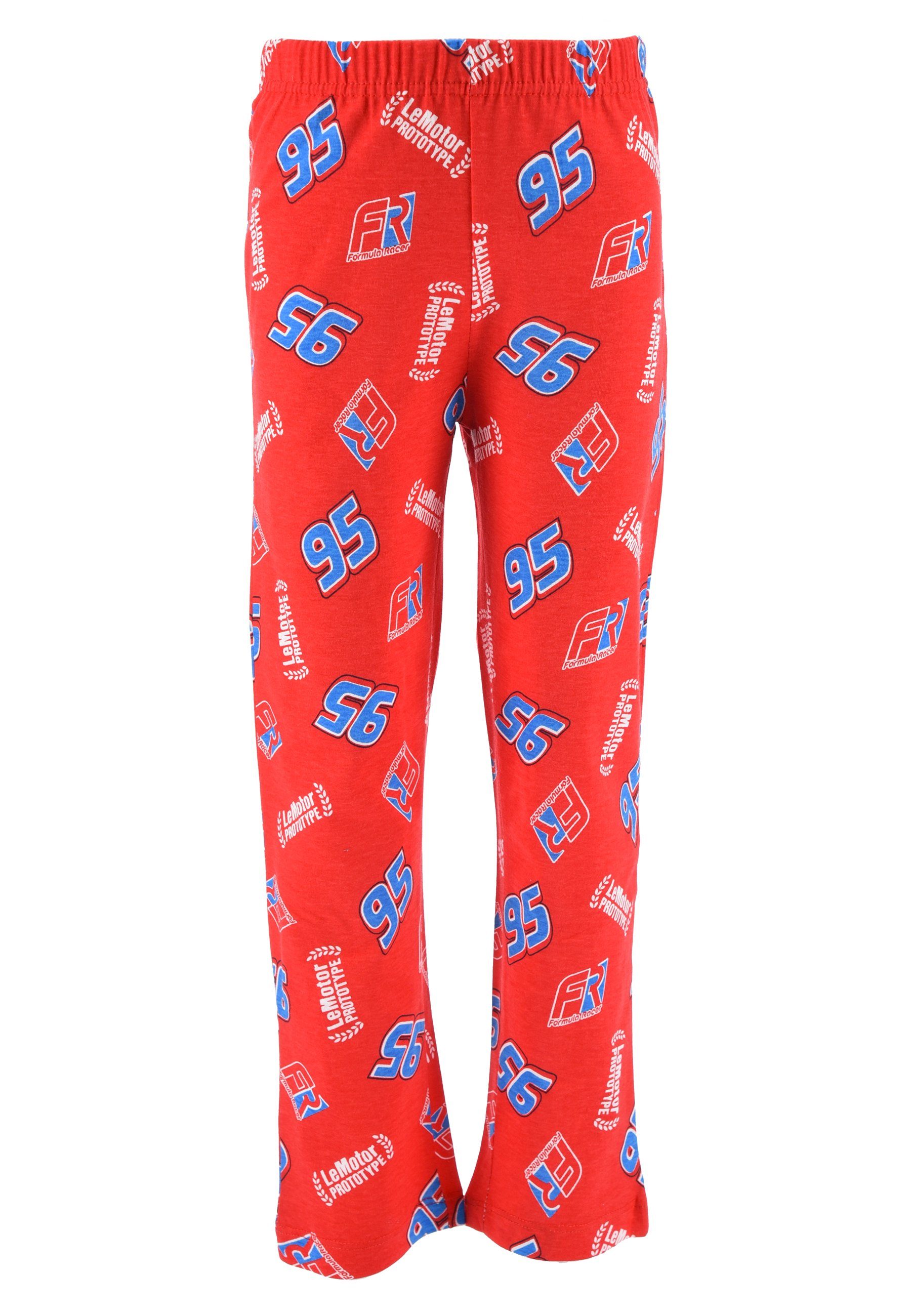 Schlafanzug Jungen Cars Disney (2 Schlafanzug McQueen Kinder Schlaf-Hose Langarm-Shirt Pyjama Lightning + Grau tlg)