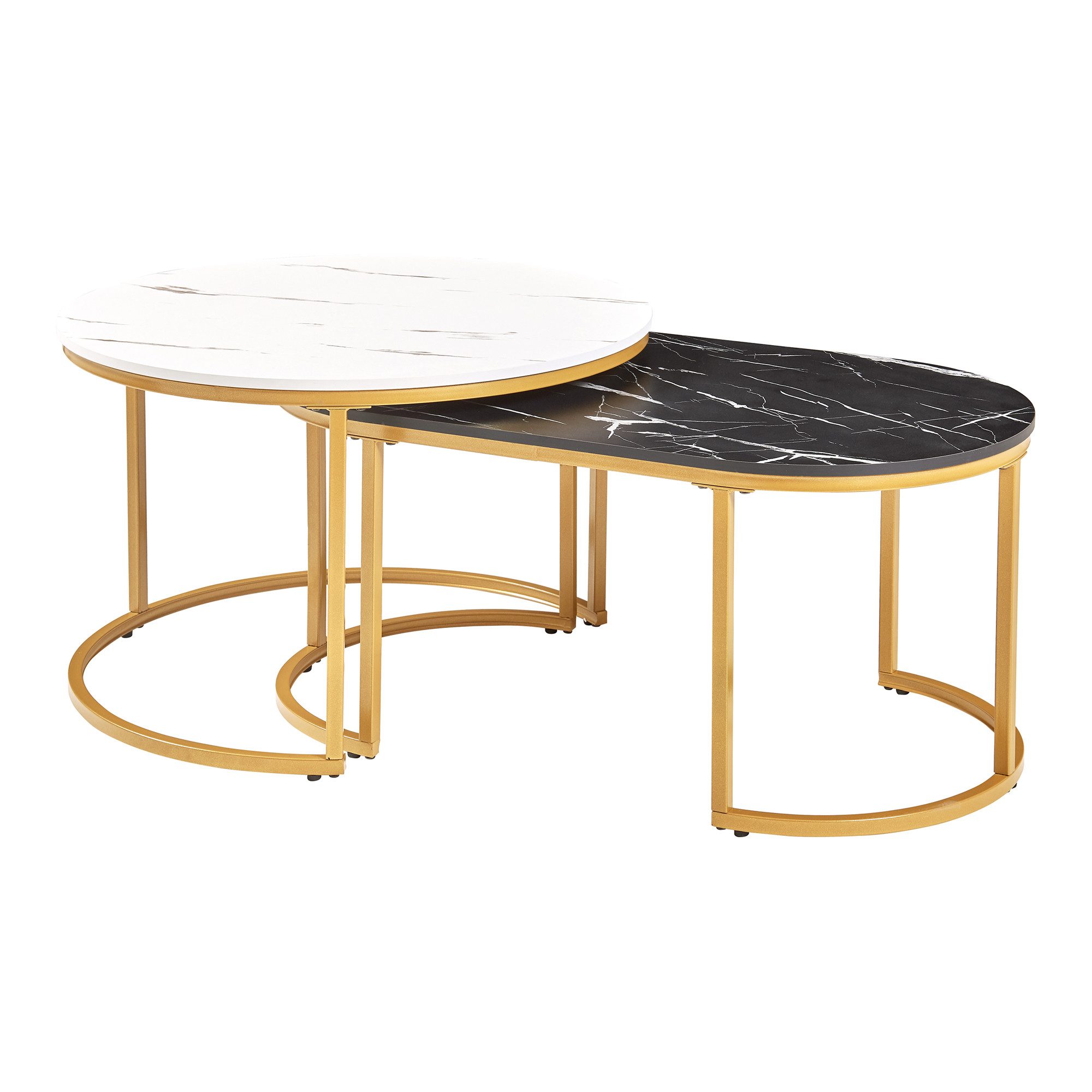 en.casa Satztisch (2er Set), »Oppeerg« Couchtisch Metallgestell Marmoroptik günstig online kaufen