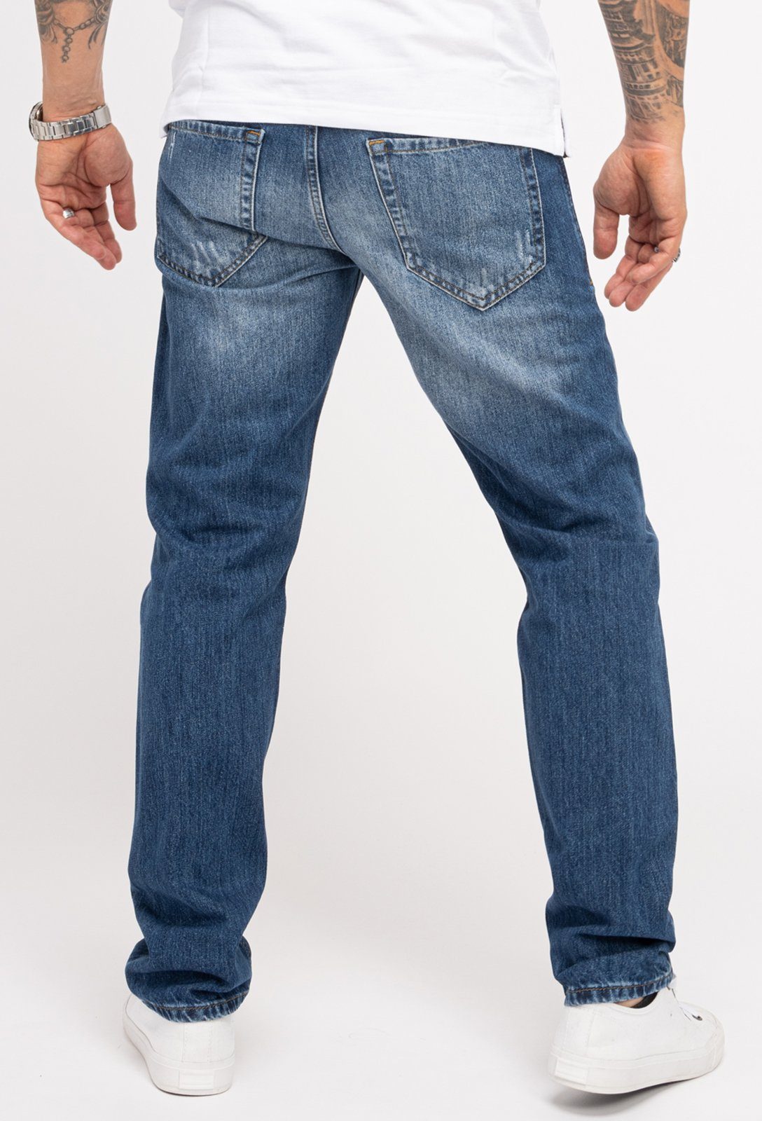 Regular-fit-Jeans Stonewashed Herren Blau Jeans Indumentum IR-501