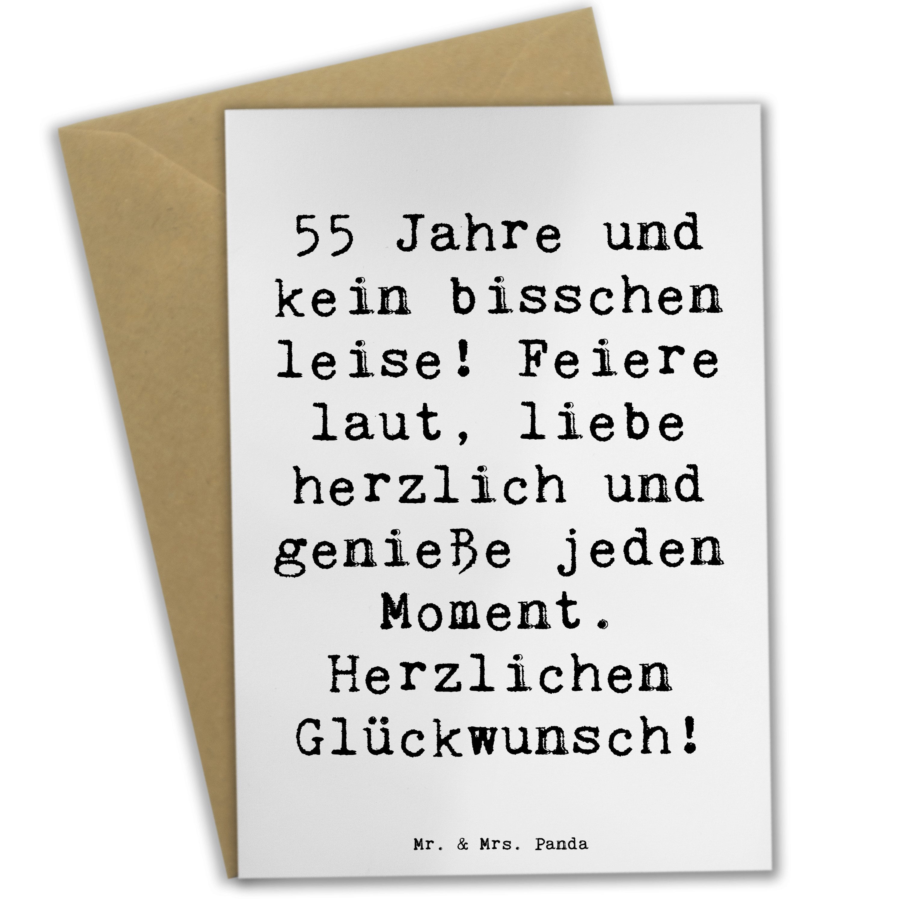 Mr. & Mrs. Panda Grußkarte Spruch 55. Geburtstag Weiß Geschenk