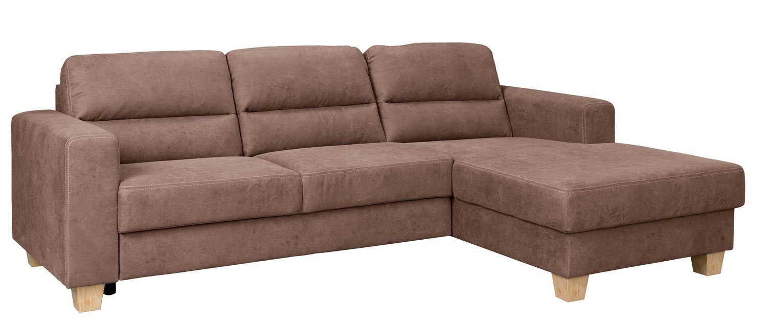 Feldmann-Wohnen Ecksofa Caracas, 247x165x85cm Ausführung wählbar braun