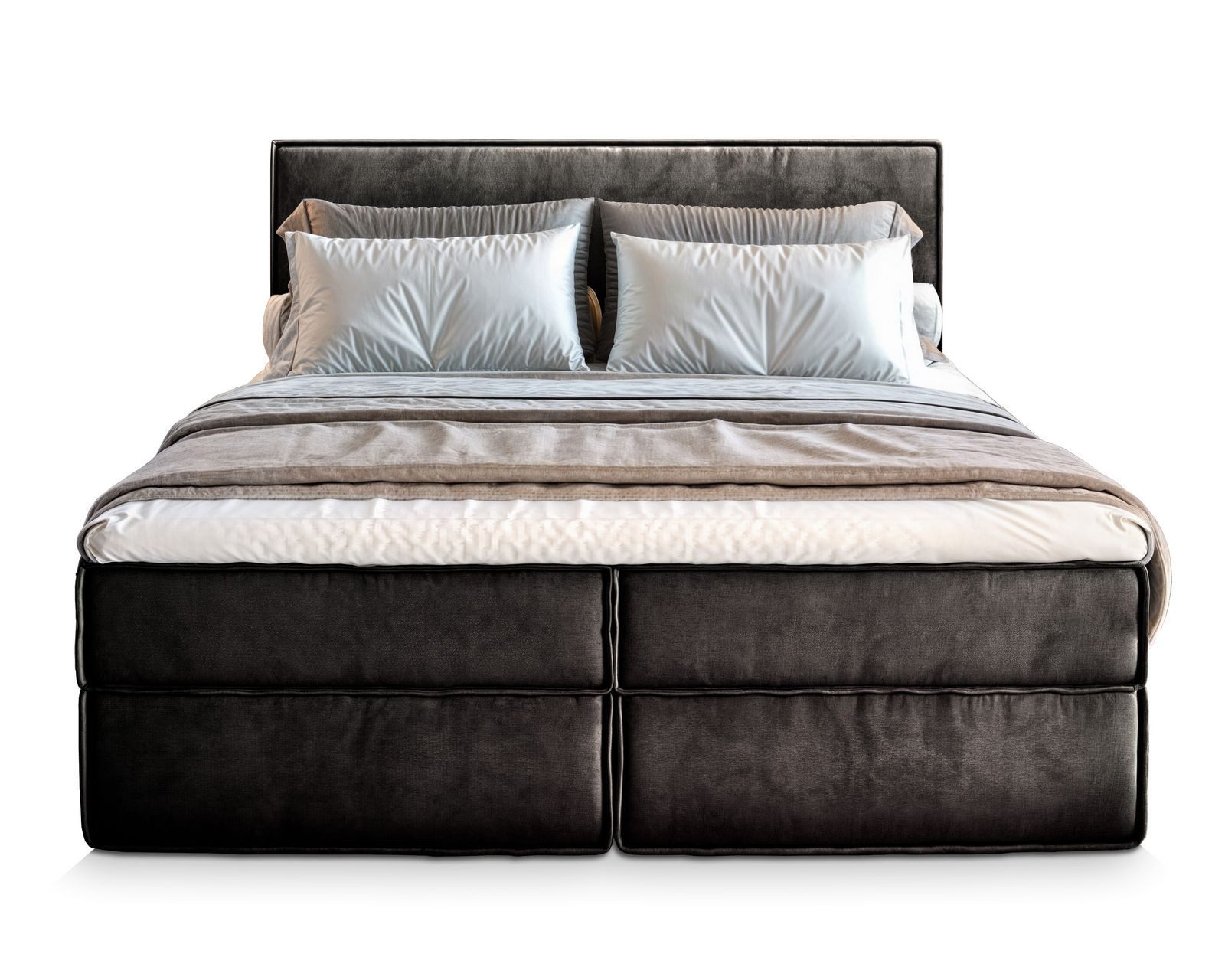 Masseno Boxbett PELLIO 160x200 cm mit Bonell Matratze und Topper, Doppelbett, Polsterbett mit Kopfteil, Boxspringbett – Bild 5 von 5