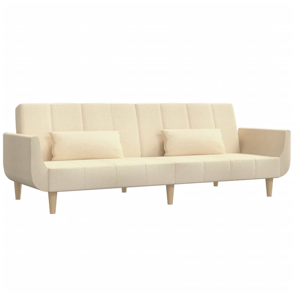 vidaXL Schlafsofa, Sofa 2-Sitzer mit 2 Kissen Creme Stoff